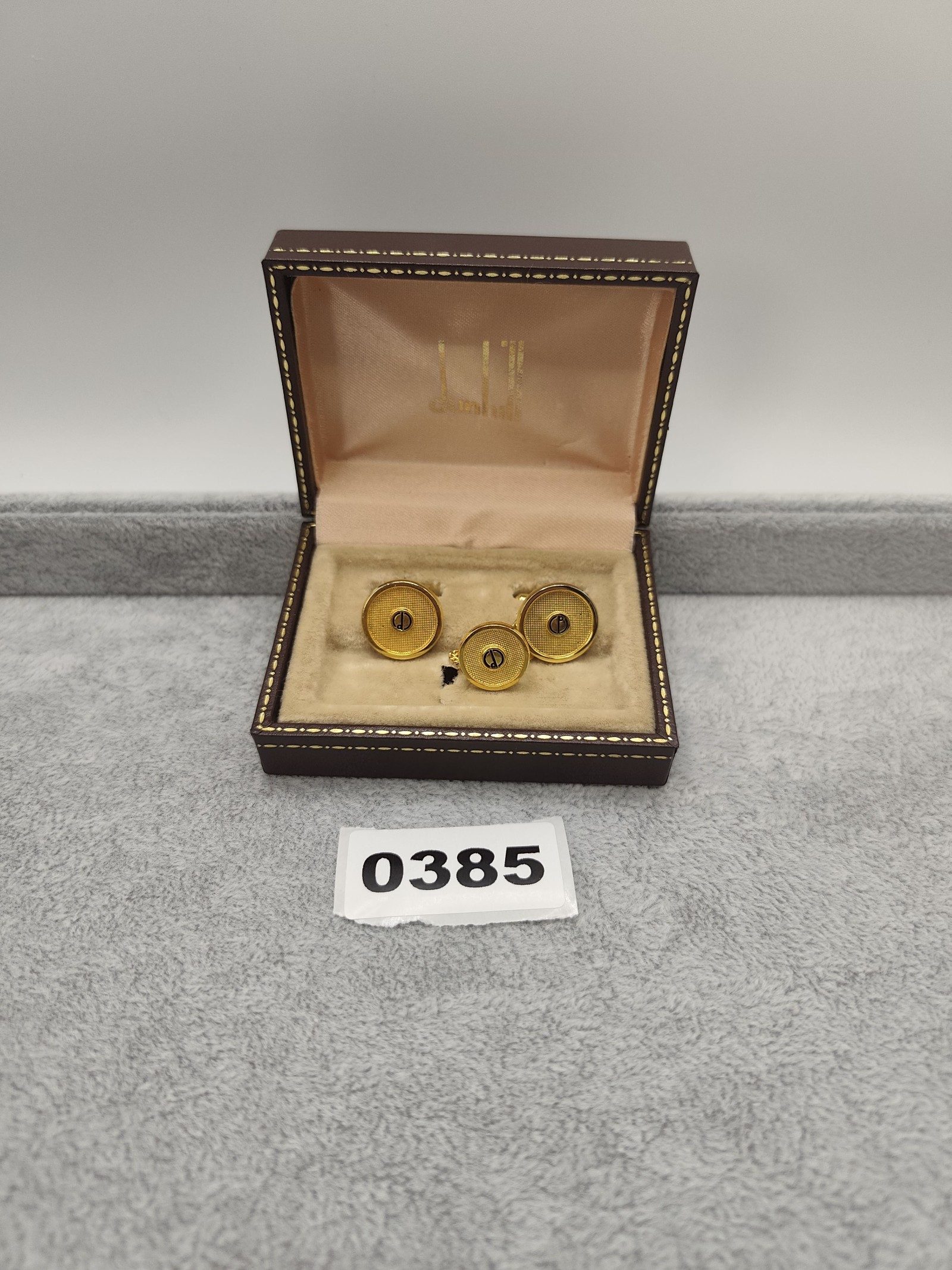 Dunhill Men's Gold Tone Cufflinks & Stud Set in Gift Box