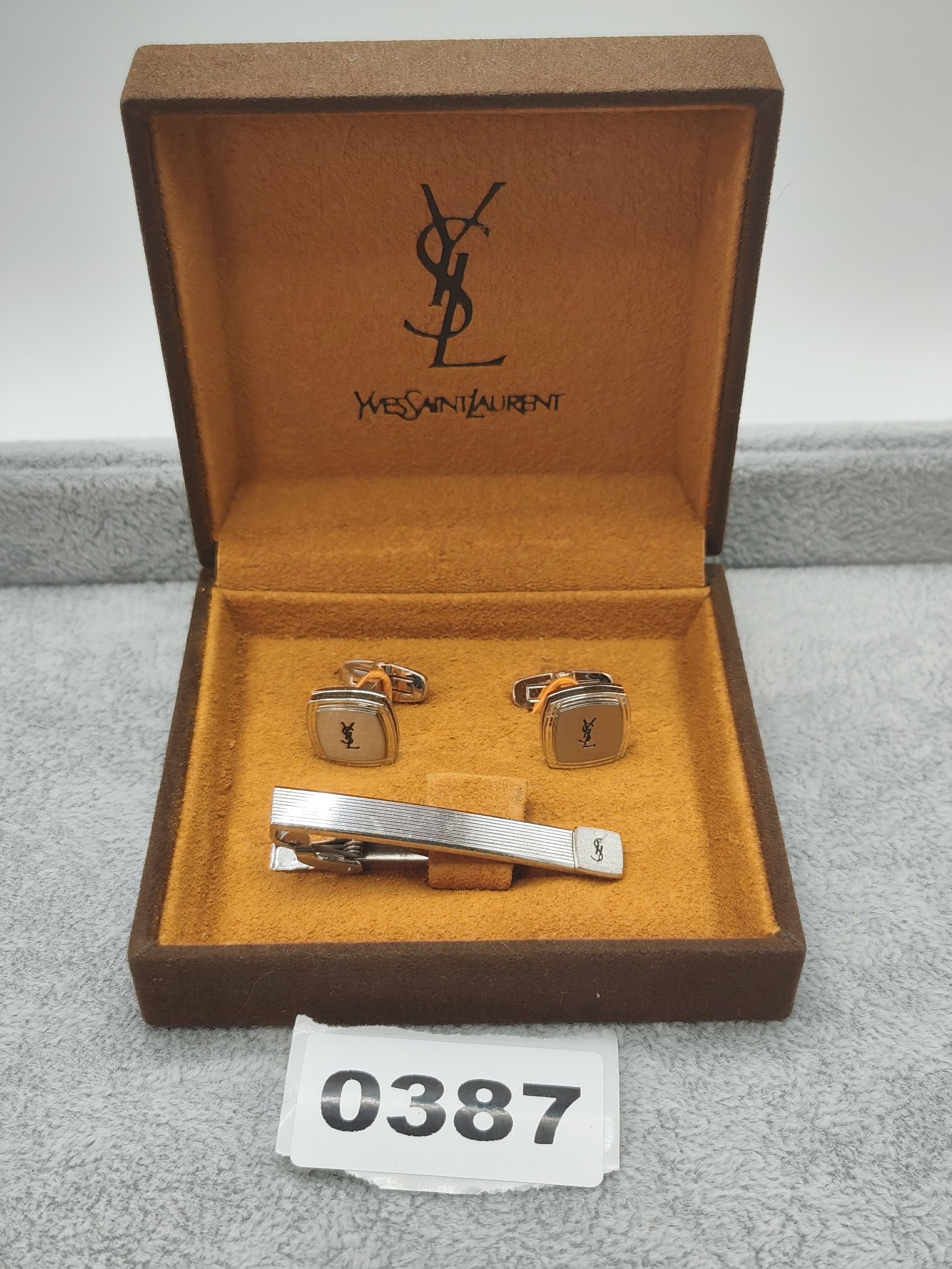 Yves Saint Laurent Silver Cufflinks & Tie Clip Set Other
