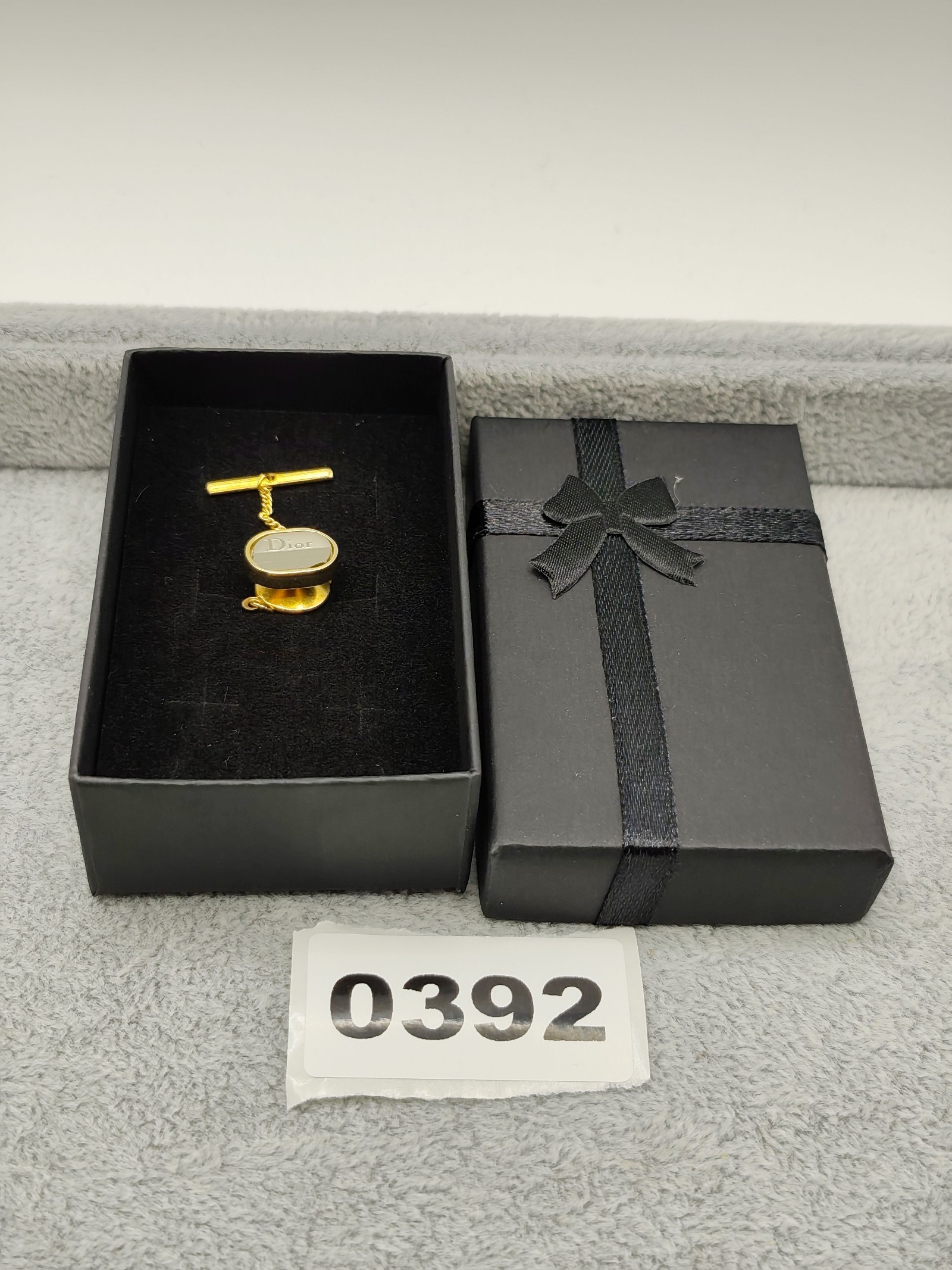 Dior Men's Gold Tone Oval Logo Tie Tack Pin