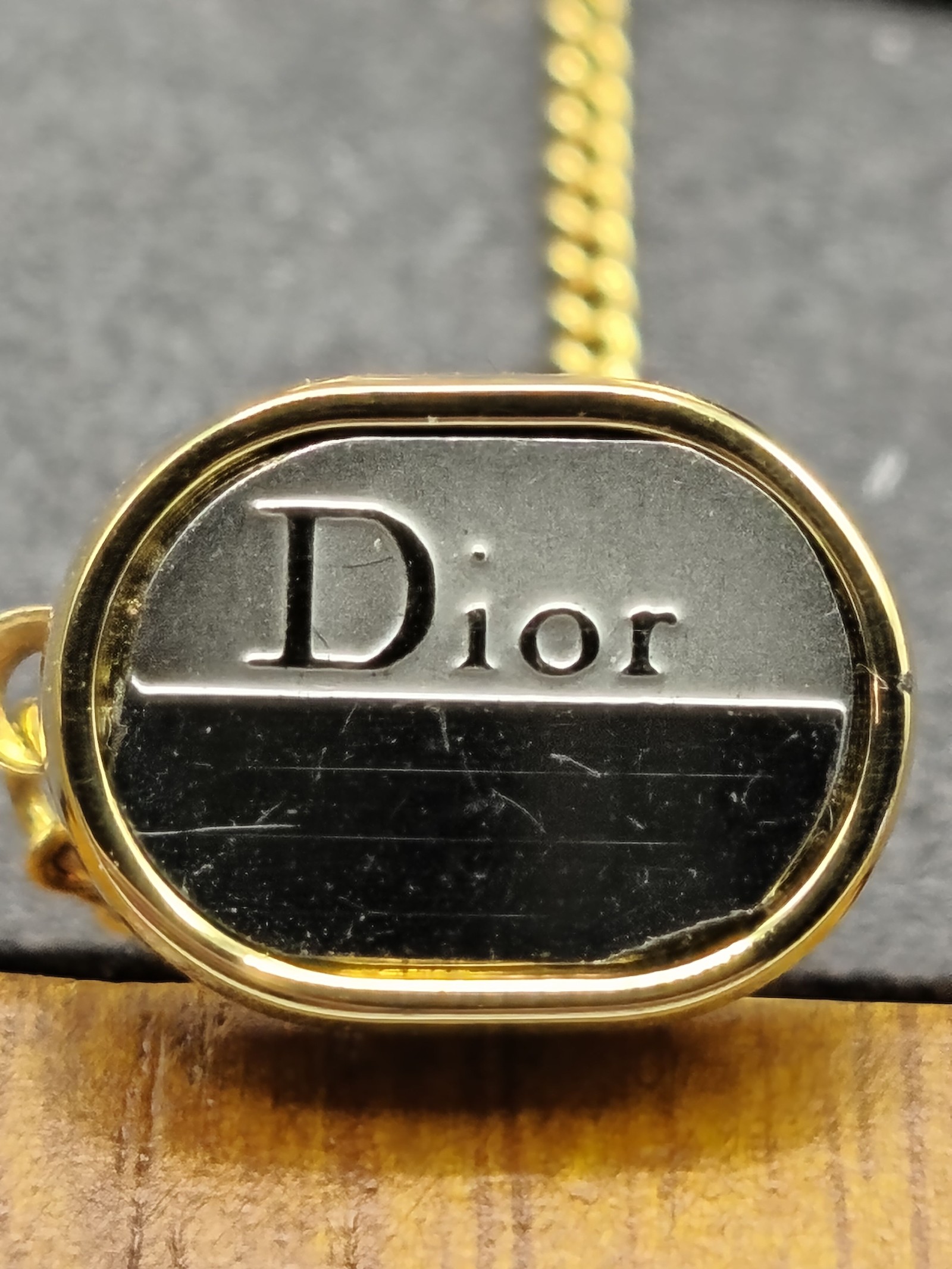Dior Men's Gold Tone Oval Logo Tie Tack Pin image 4