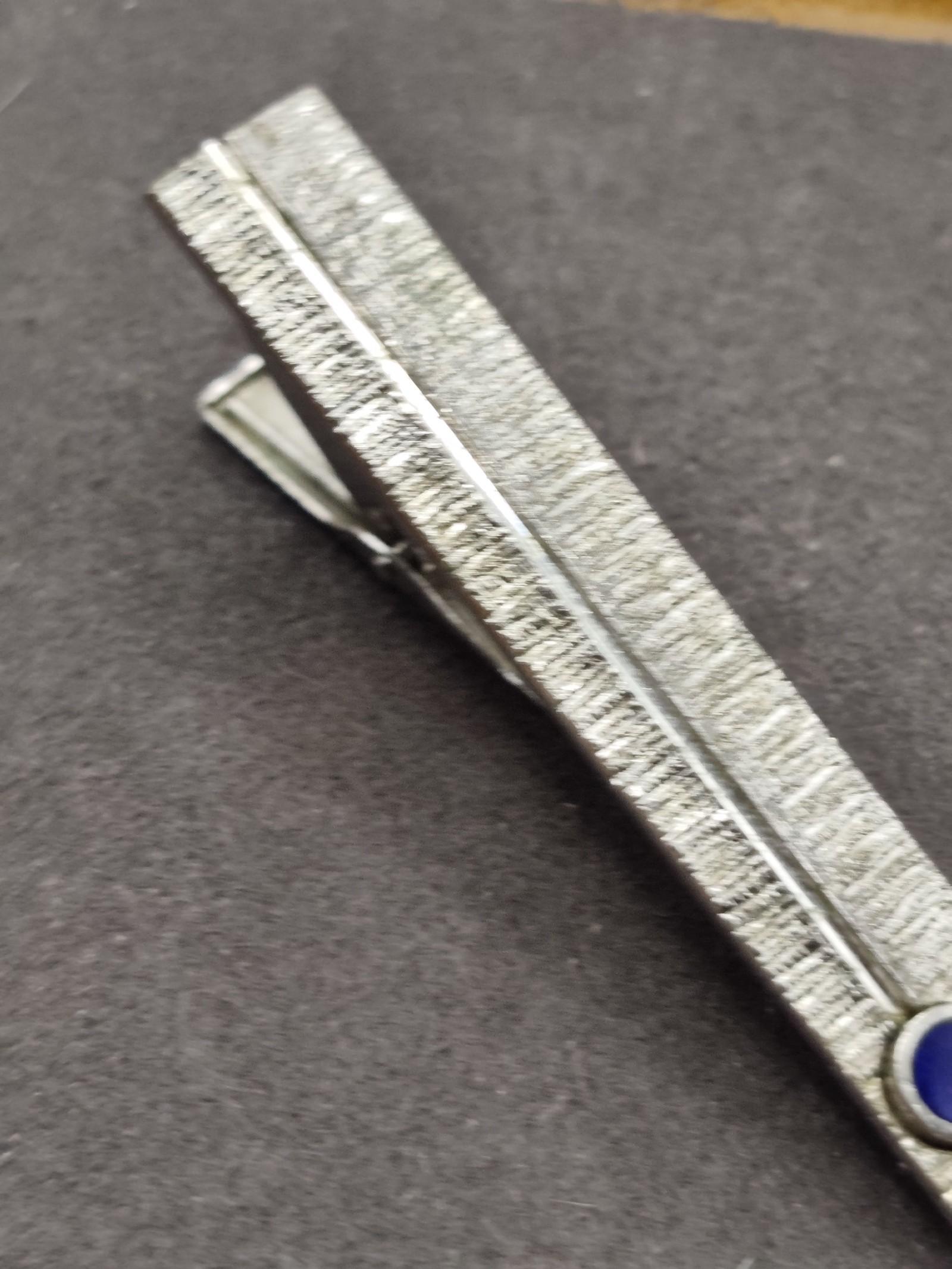 Silver Tone & Blue Circle Men's Tie Clip 6 cm image 5