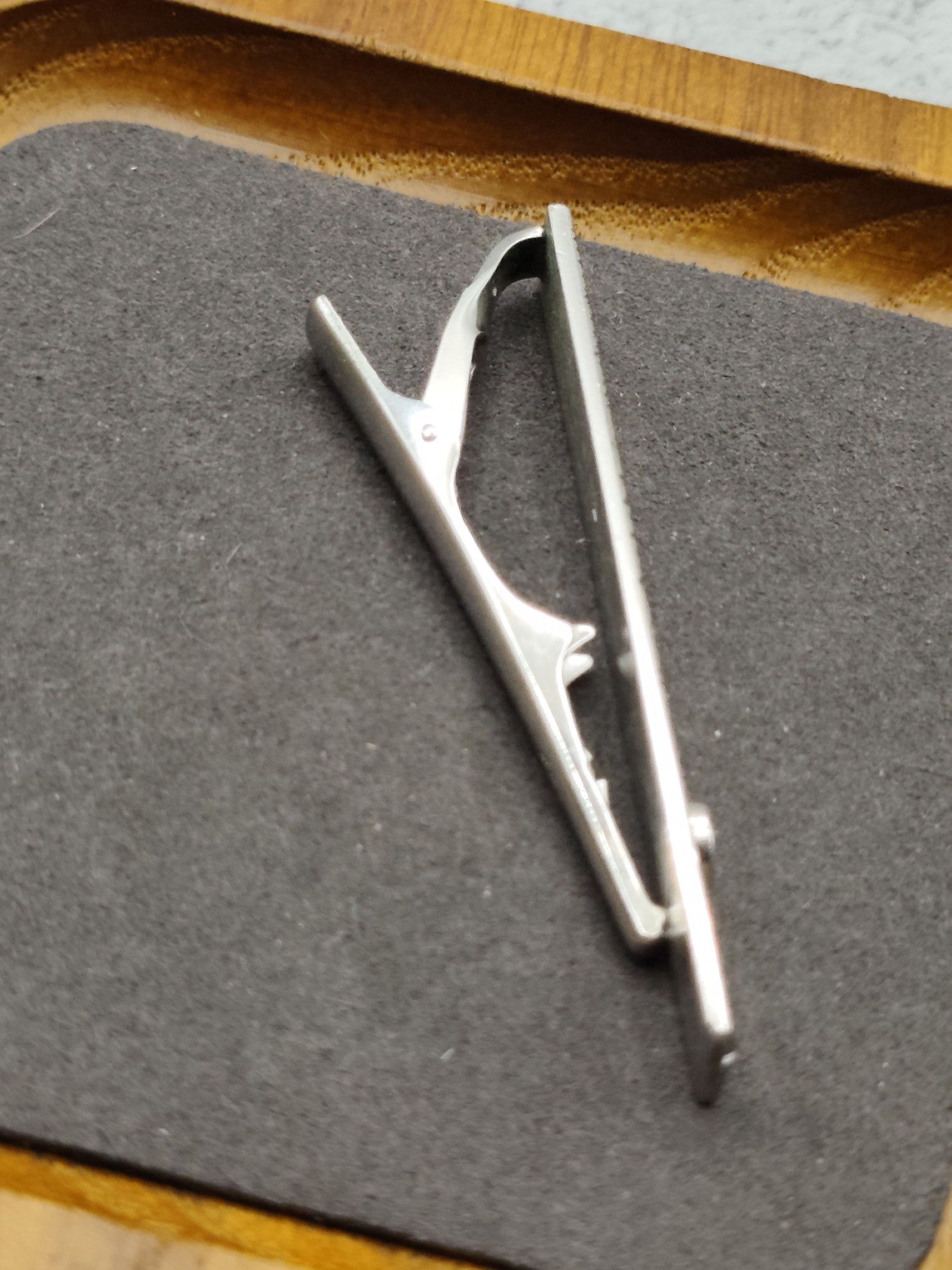 Silver Tone & Blue Circle Men's Tie Clip 6 cm image 6