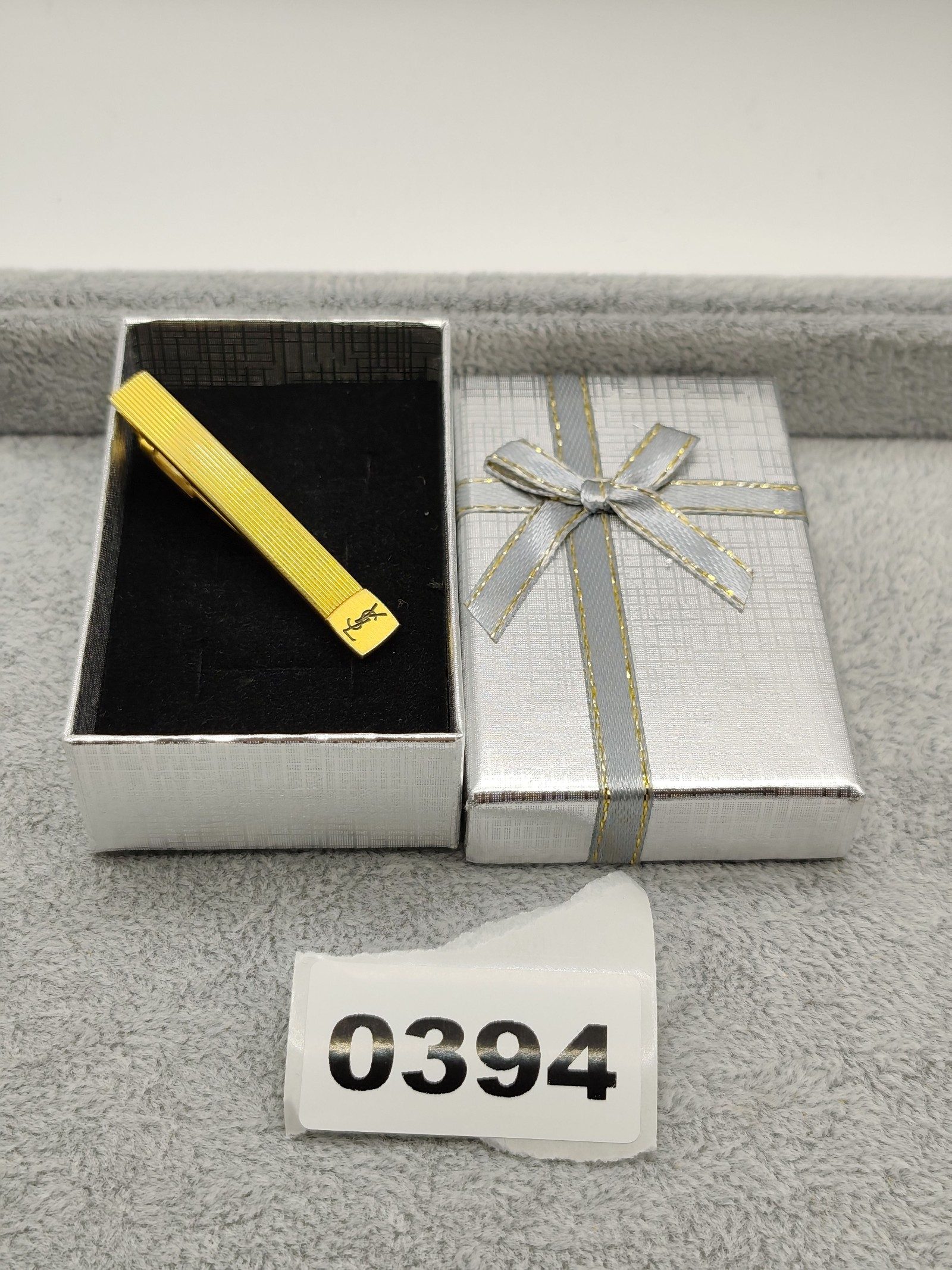 Yves Saint Laurent Gold Metal Tie Clip Men's