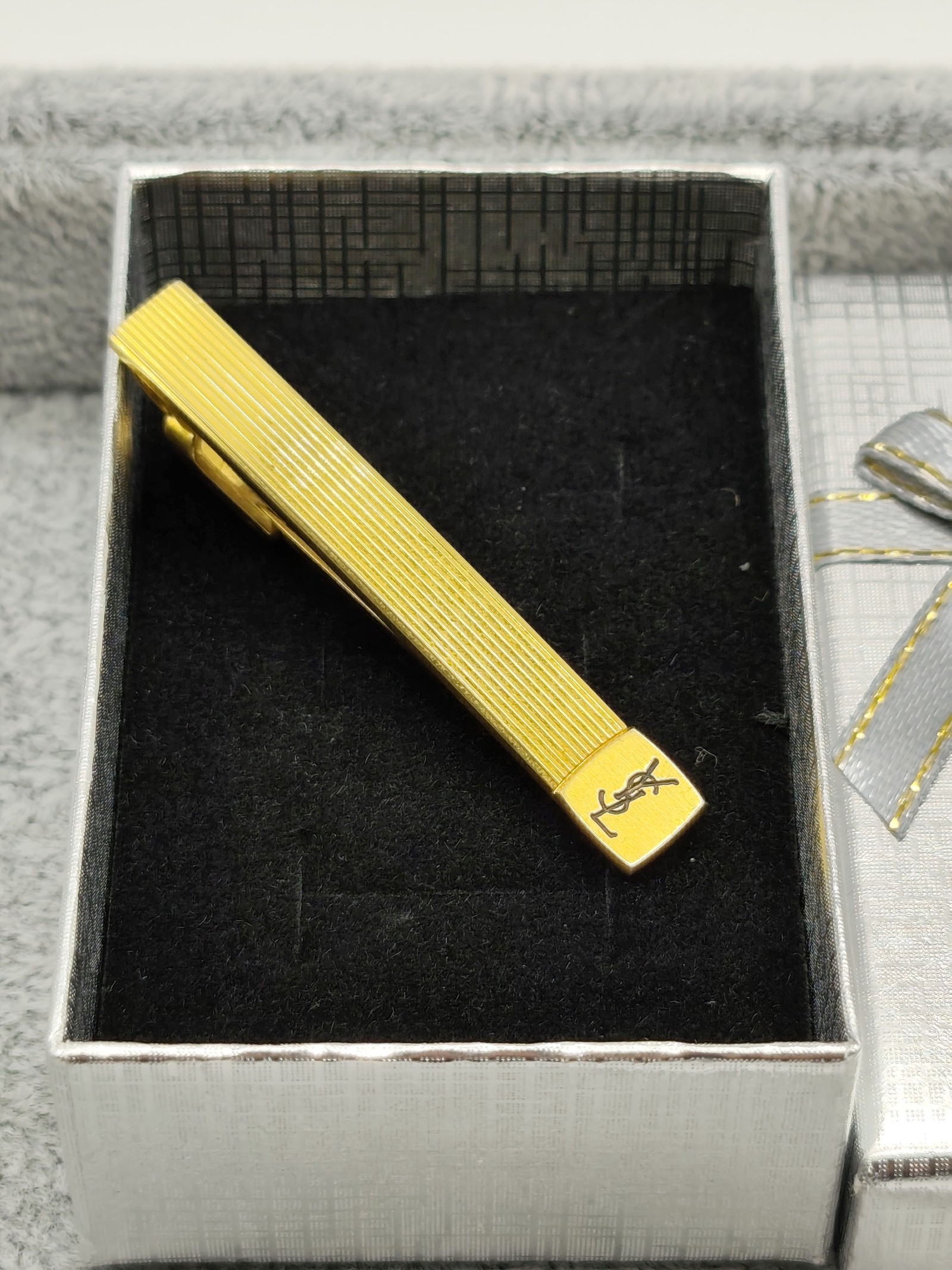 Yves Saint Laurent Gold Metal Tie Clip Men's image 2