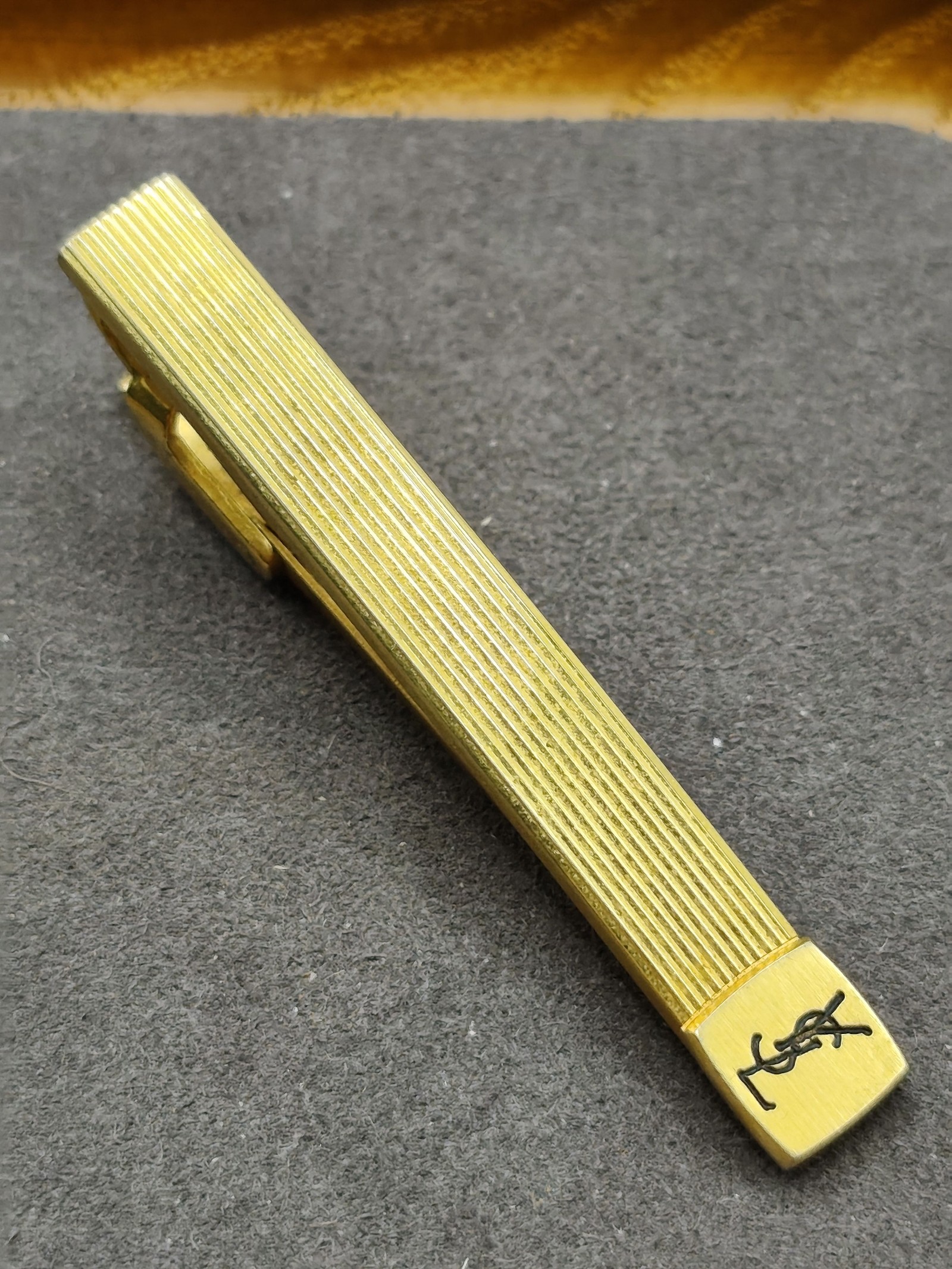 Yves Saint Laurent Gold Metal Tie Clip Men's image 3