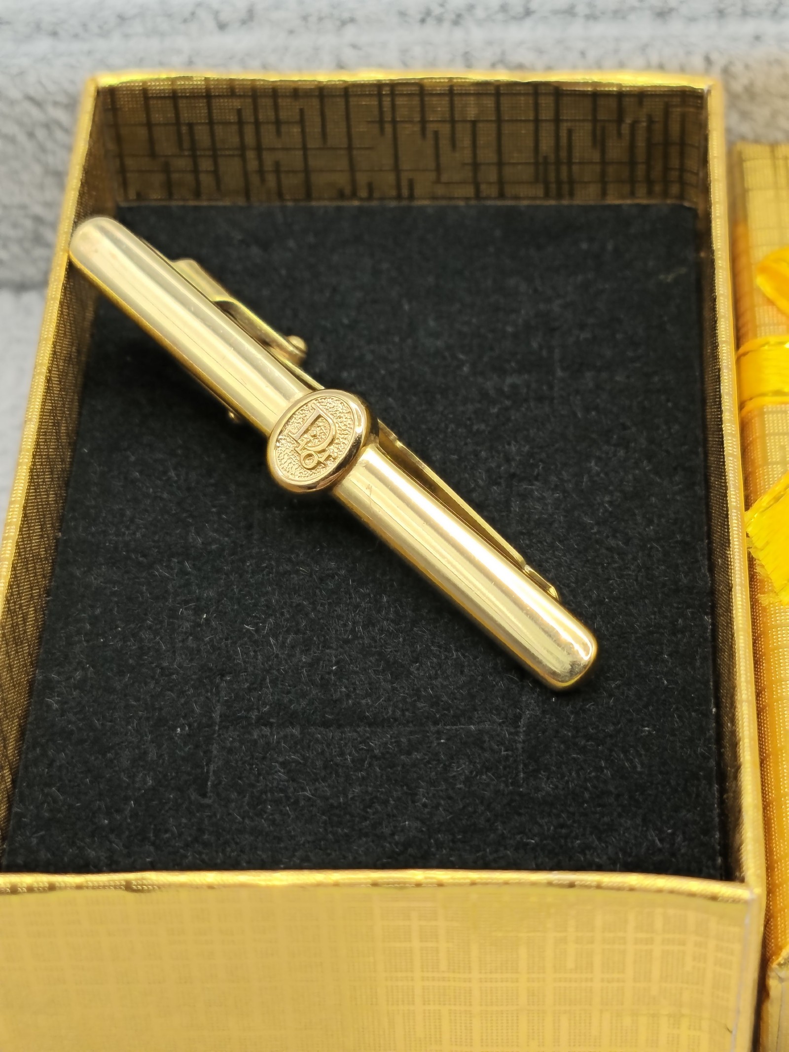 Christian Dior Men Gold Tone Vintage Tie Clip Bar Germany image 2