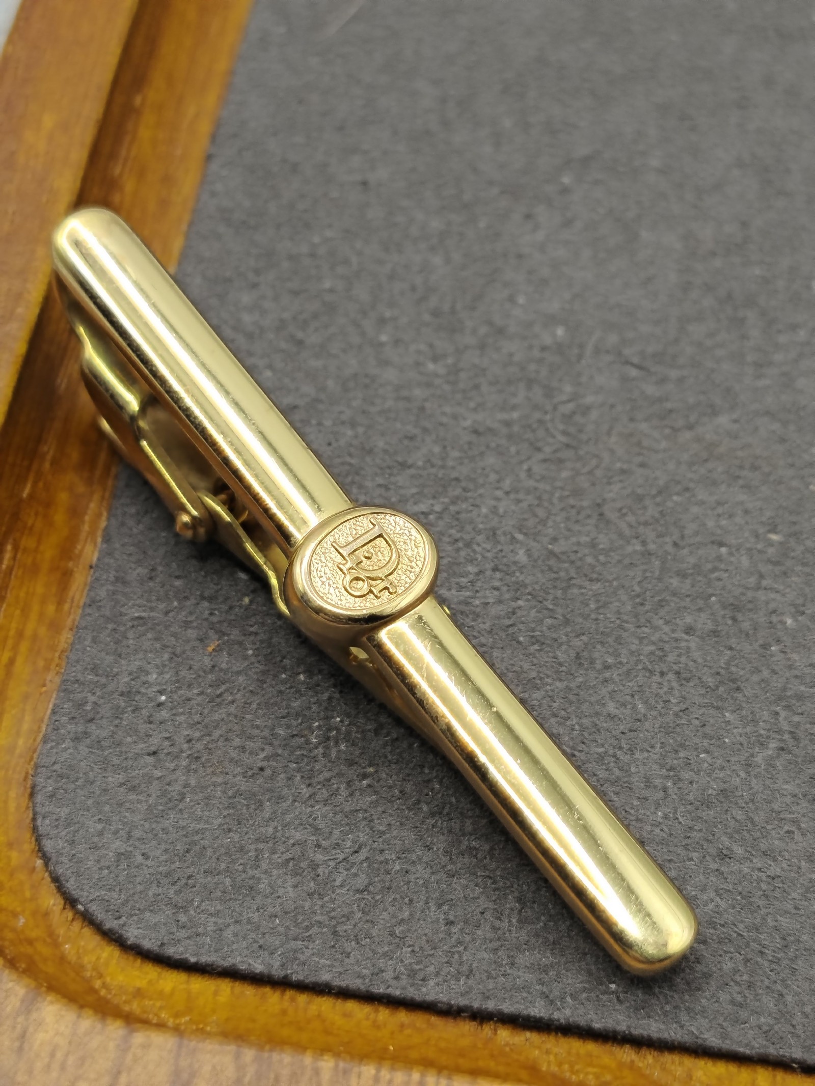 Christian Dior Men Gold Tone Vintage Tie Clip Bar Germany image 3