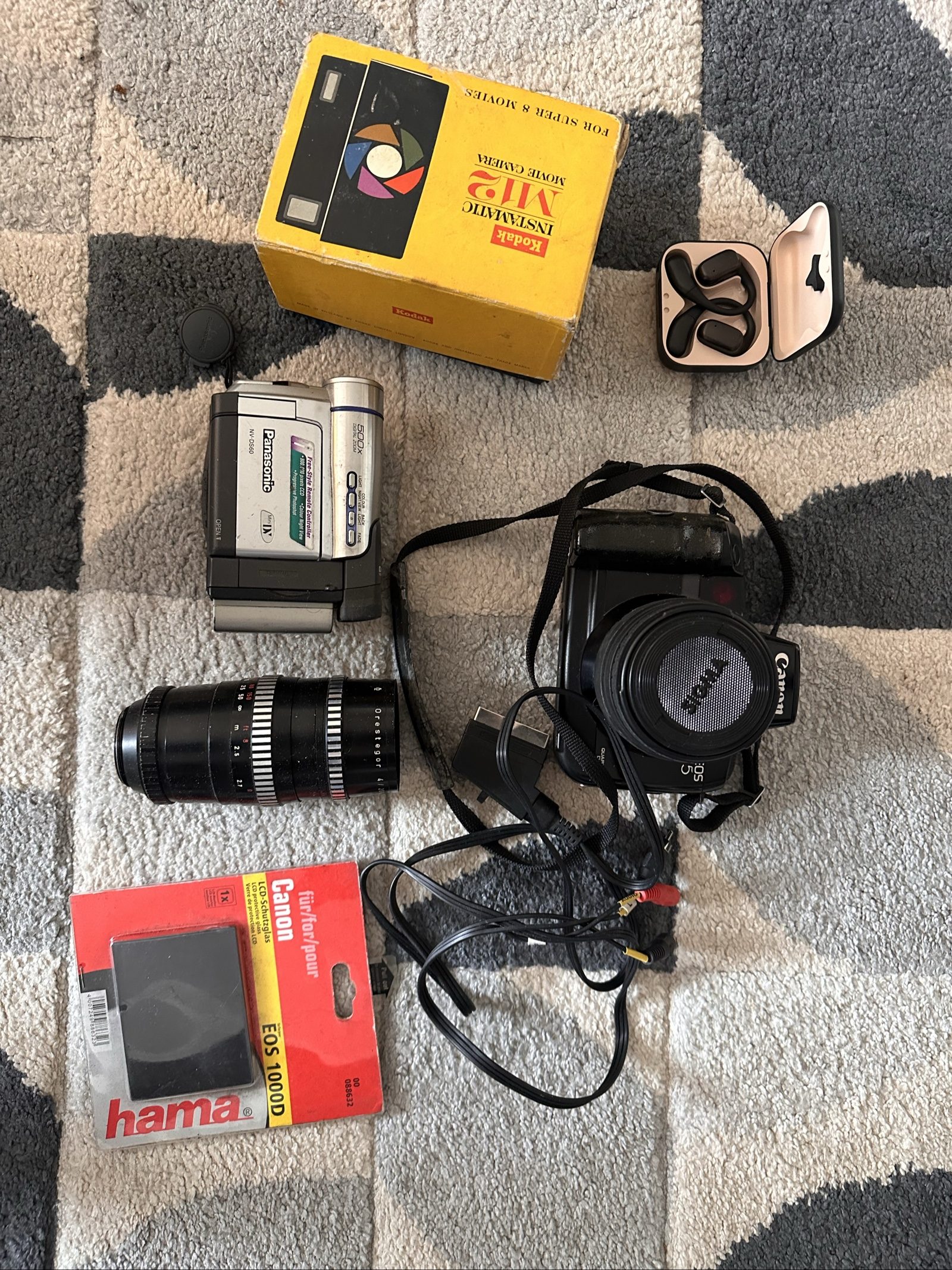 Canon Black Super 8 Movie Camera with Panasonic Mini DV & Kodak M12 Box