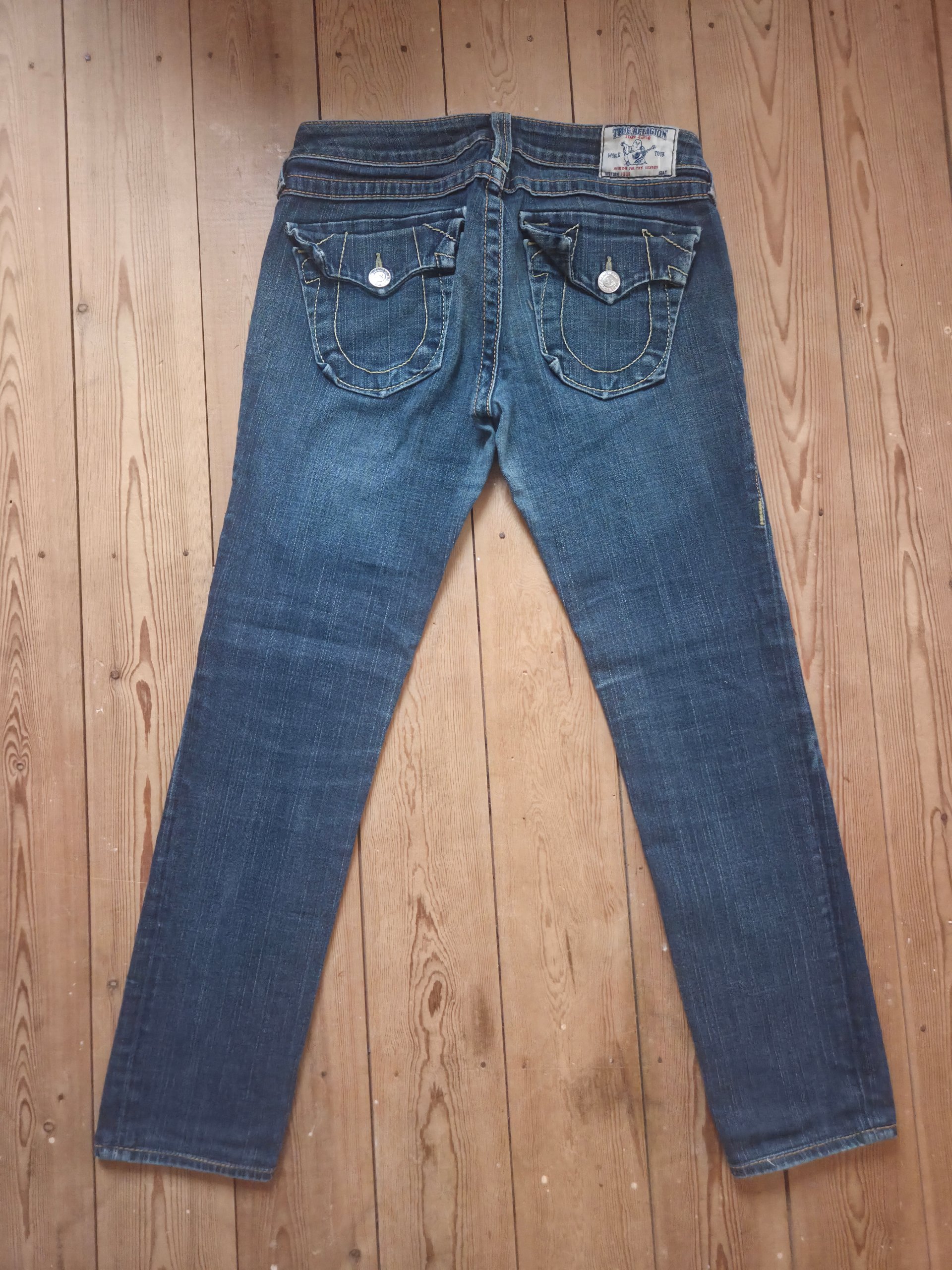 True Religion Y2K Low Rise Petite Jeans W29 UK 10 Horseshoe Flap Pockets 27L image 2