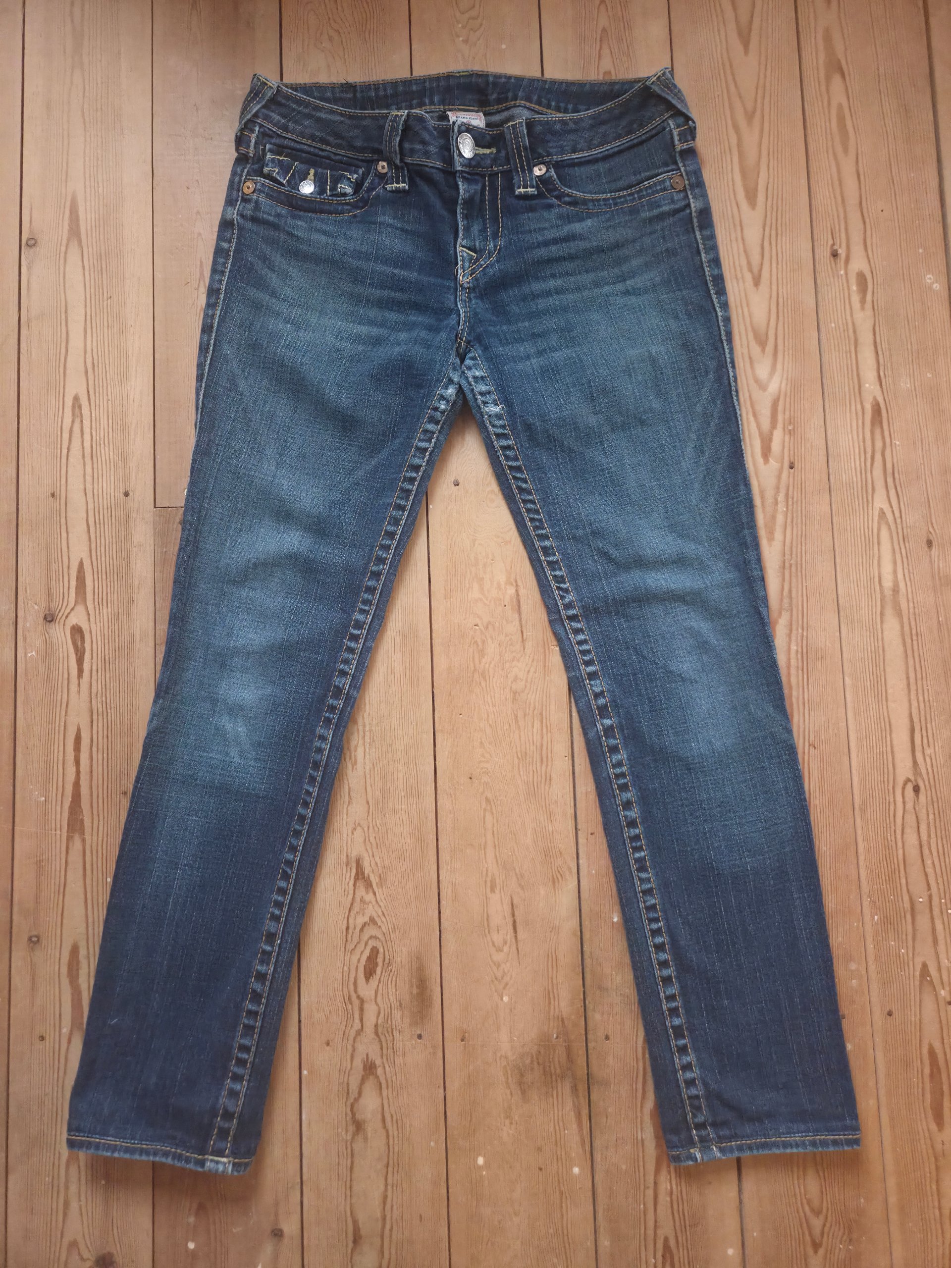 True Religion Y2K Low Rise Petite Jeans W29 UK 10 Horseshoe Flap Pockets 27L image 3