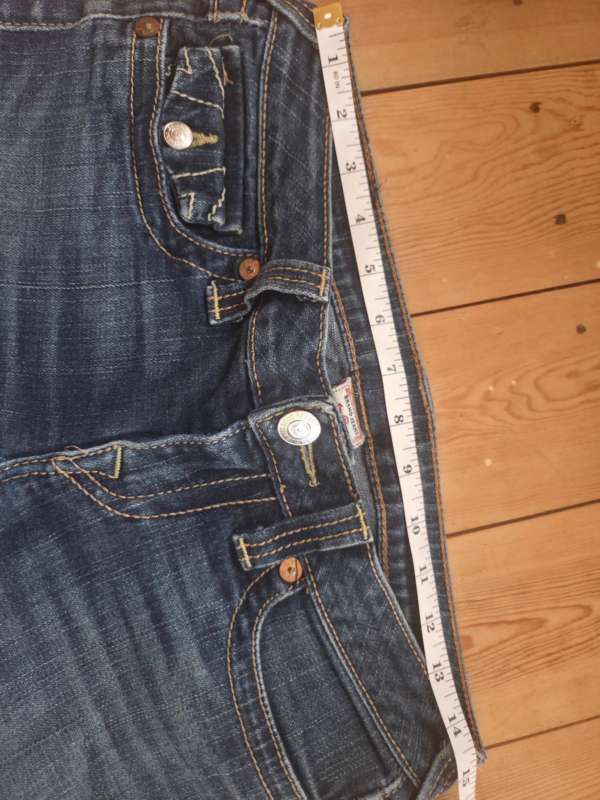 True Religion Y2K Low Rise Petite Jeans W29 UK 10 Horseshoe Flap Pockets 27L image 4