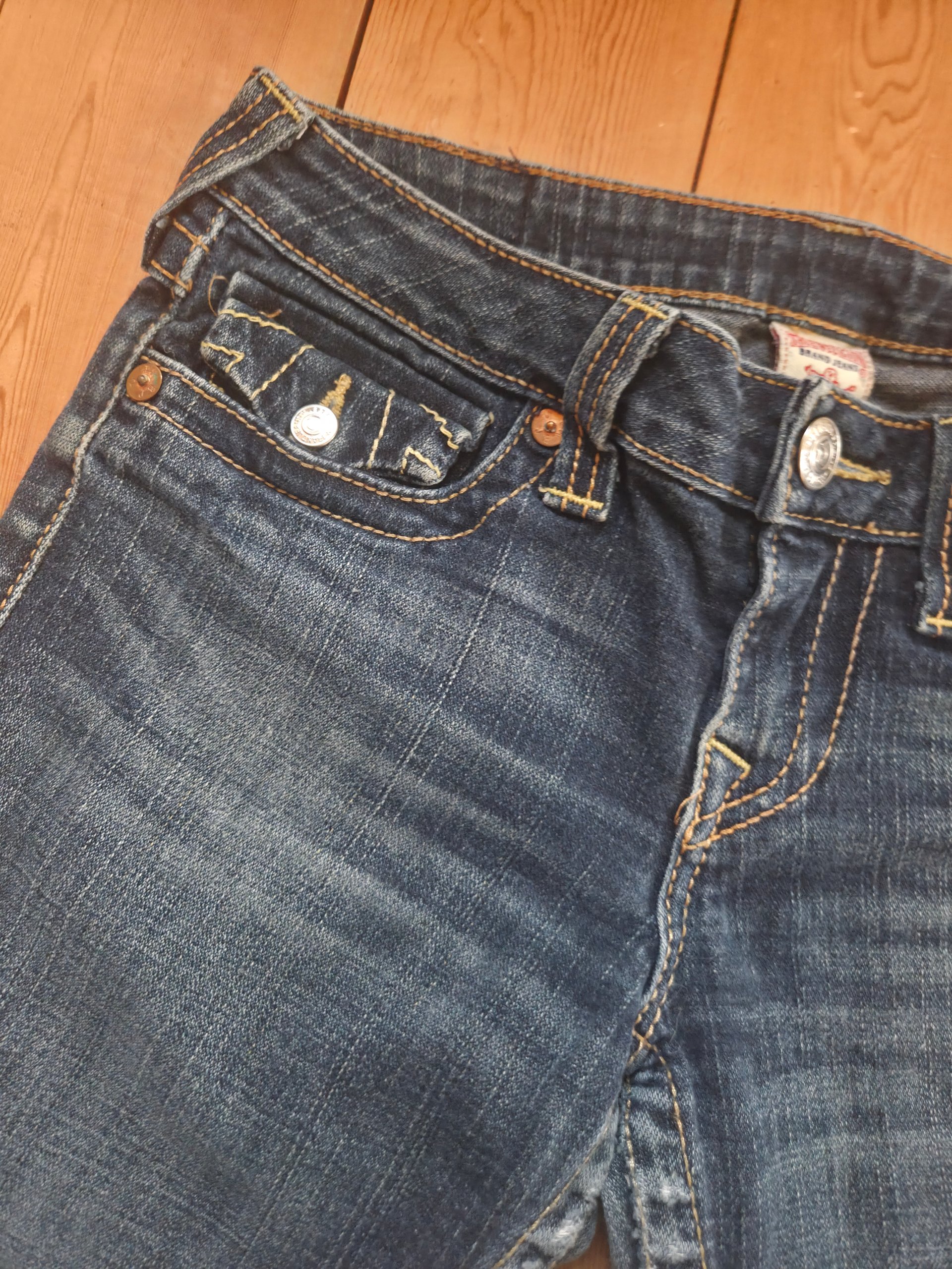 True Religion Y2K Low Rise Petite Jeans W29 UK 10 Horseshoe Flap Pockets 27L image 9