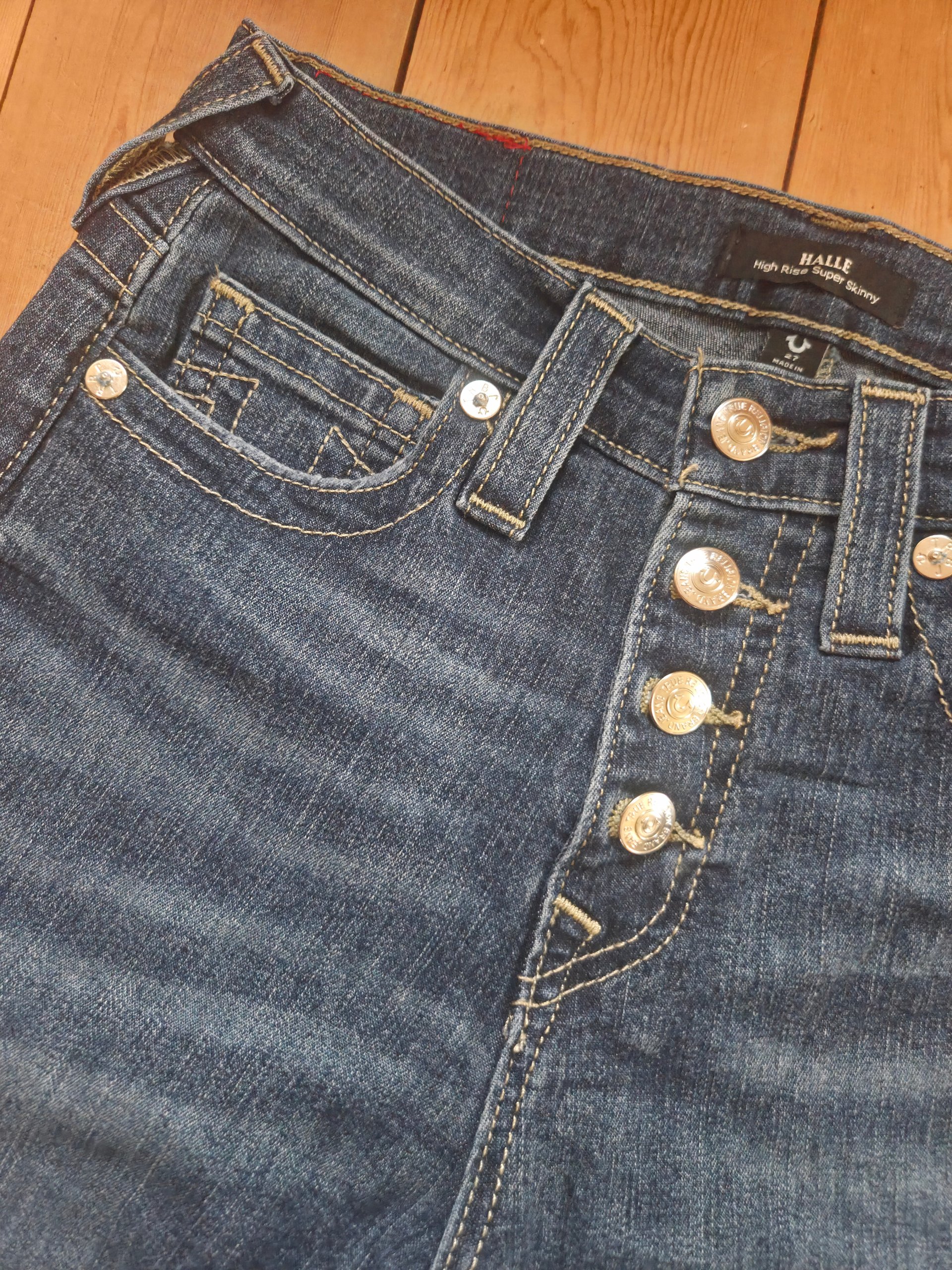 True Religion High Rise Super Skinny Jeans W27 UK 6 Y2K 30L image 7