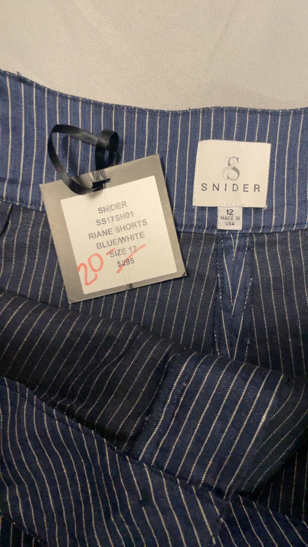 Snider Navy Pinstripe Shorts size 12 image 5