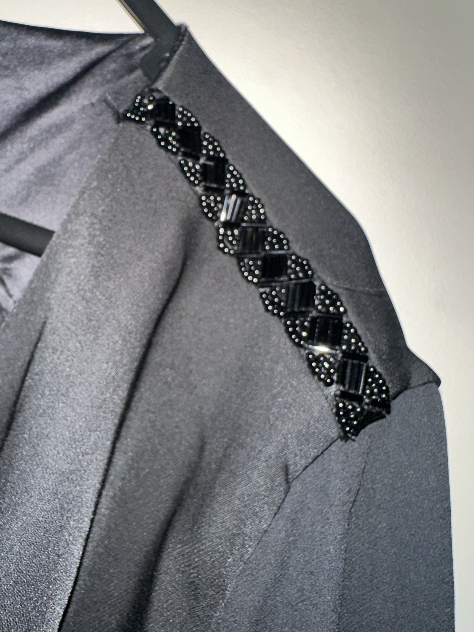 Taking Shape Black Soiree Duster Coat AU 18 Beaded Shoulder Detail image 4