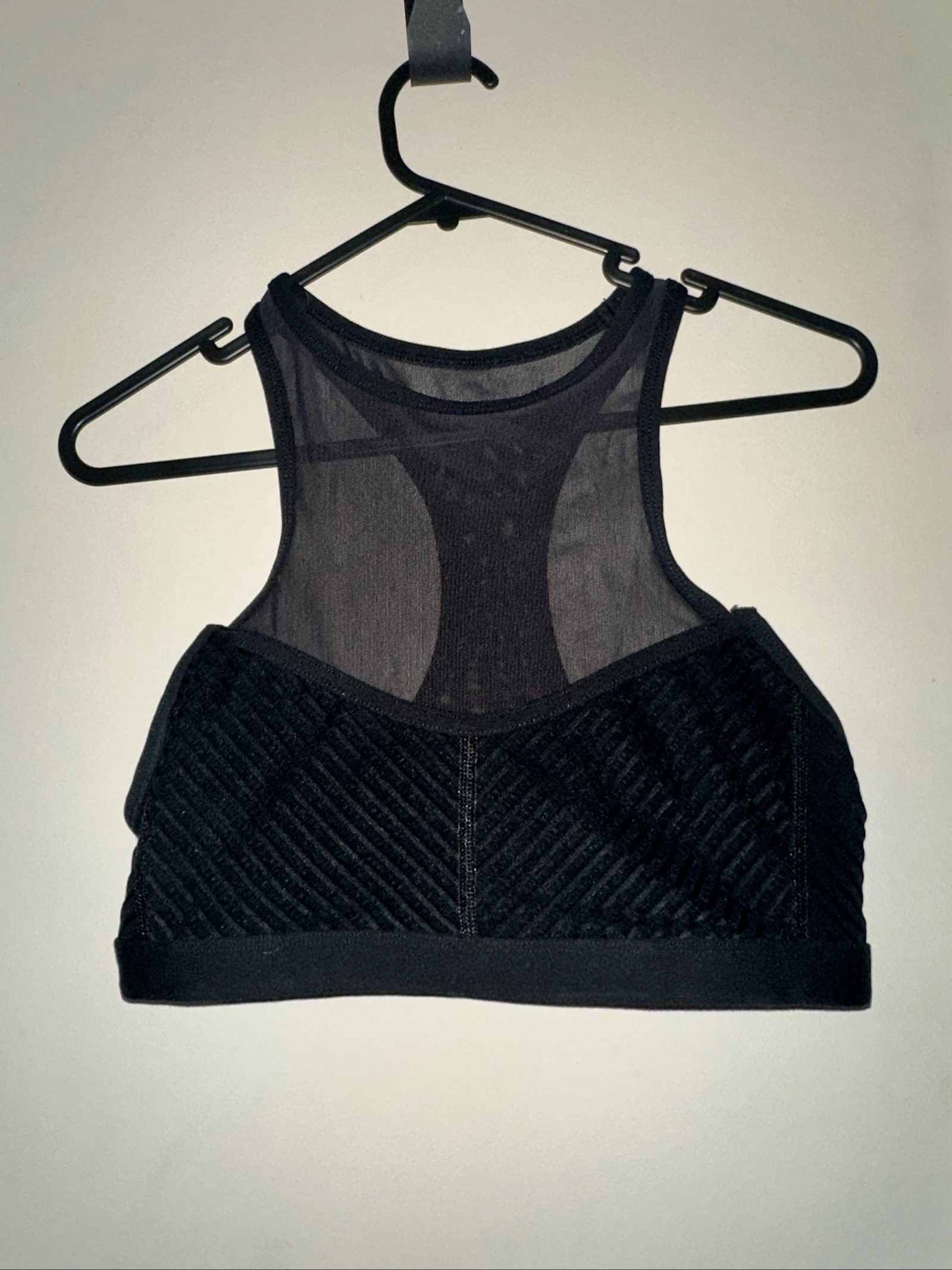 Black Women's Sports Bra with Mesh Panel Medium
