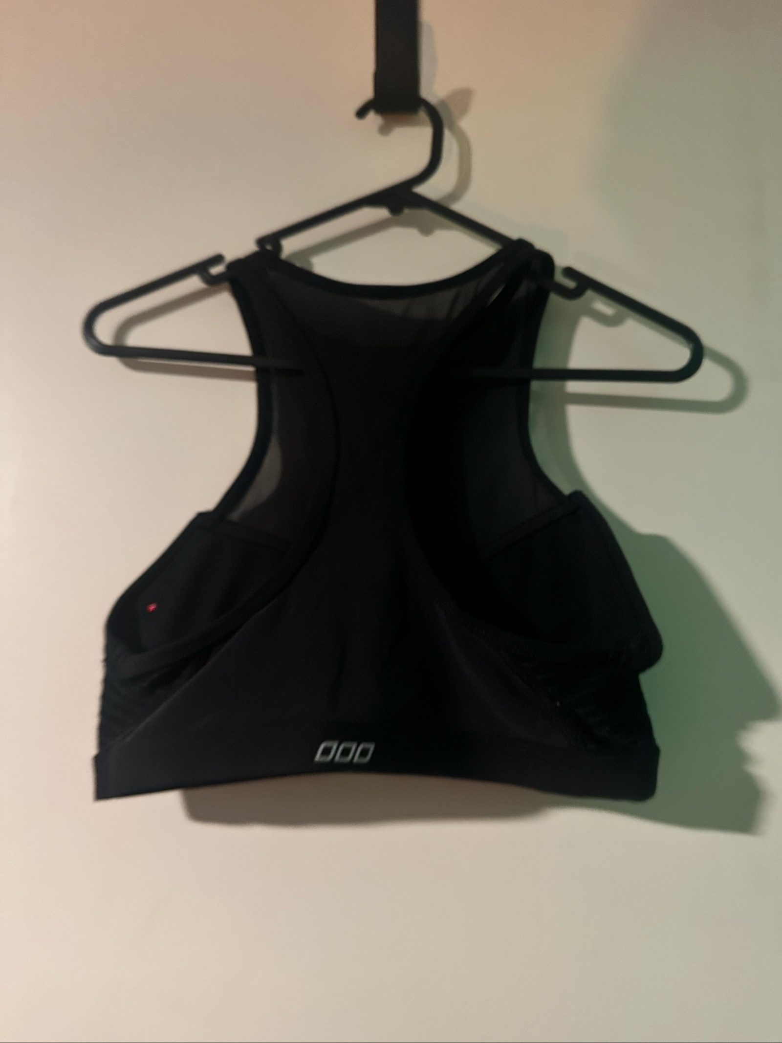 Black Women's Sports Bra with Mesh Panel Medium image 2