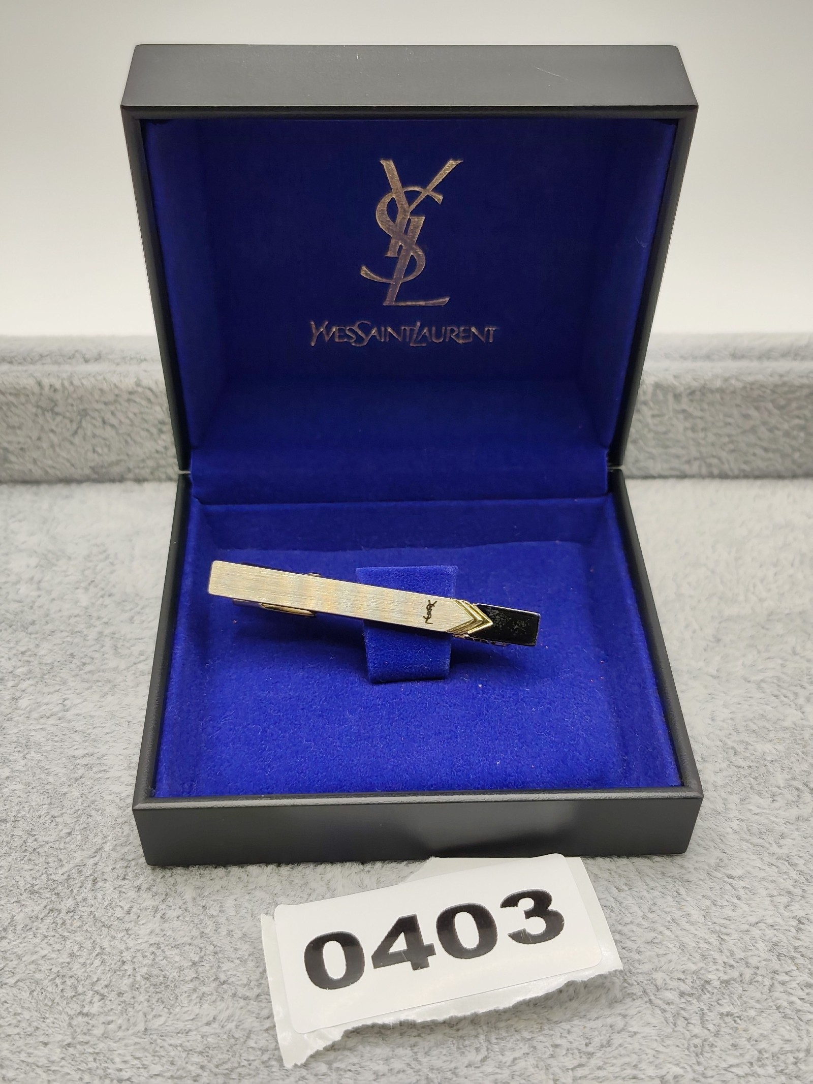 Yves Saint Laurent Gold-tone Tie Clip Men Other with Box