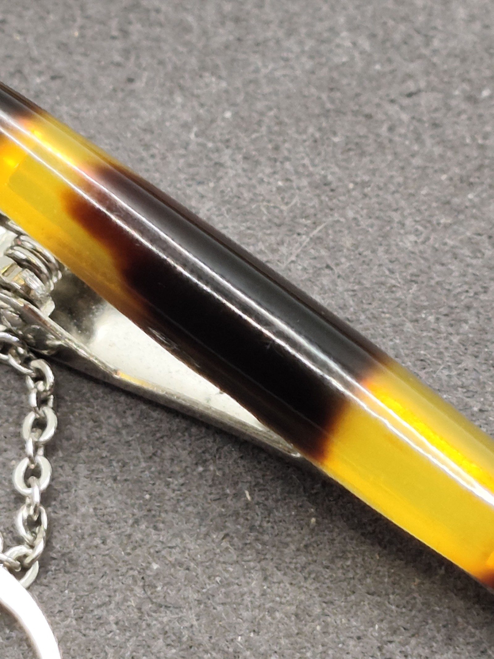 Tortoiseshell Pattern Metal Tie Clip with Chain image 5