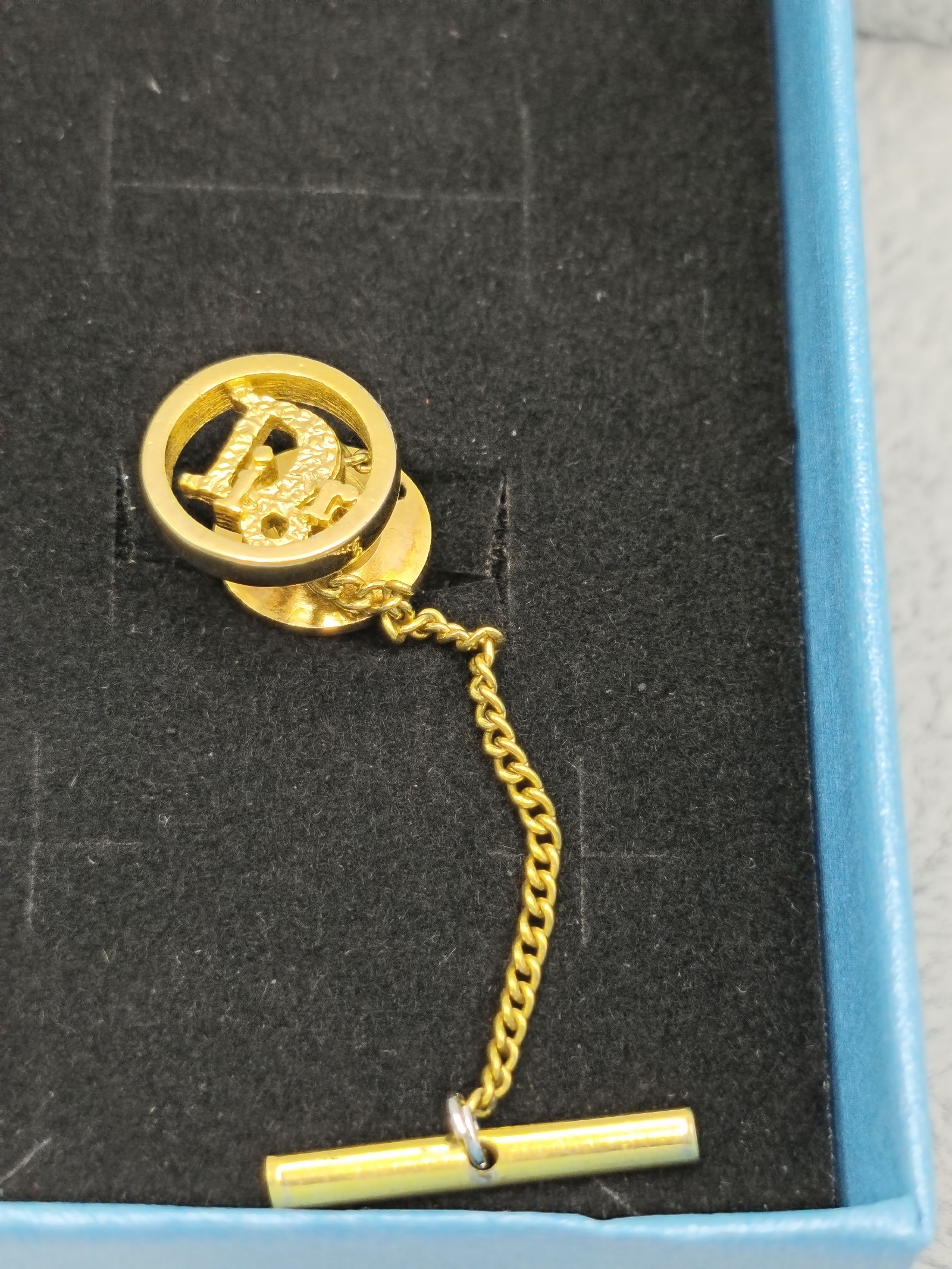 Dior Gold-Tone Men's Tie Tack Pin with Chain image 2