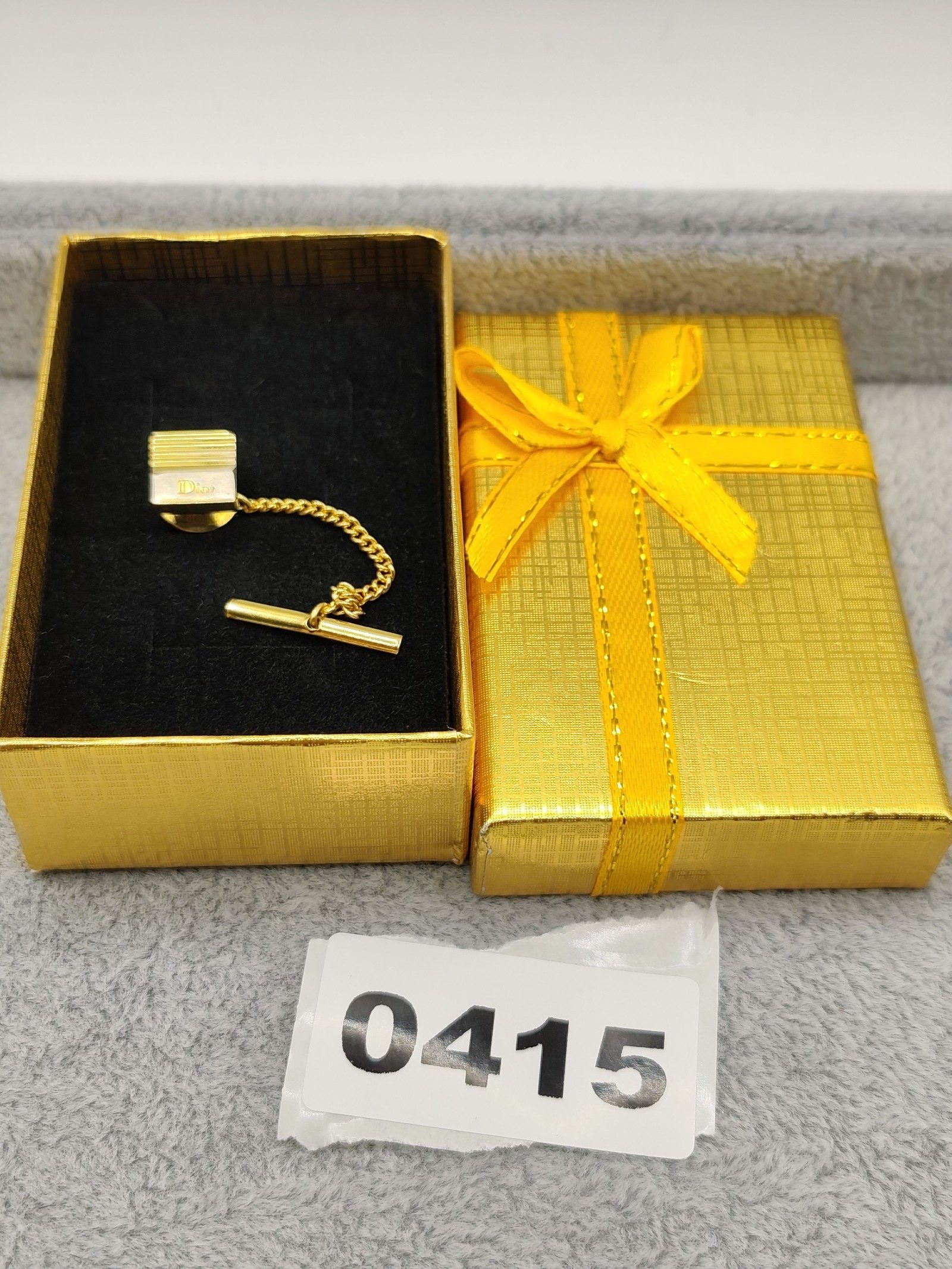 Dior Gold-Tone Metal Tie Clip Chain Men's