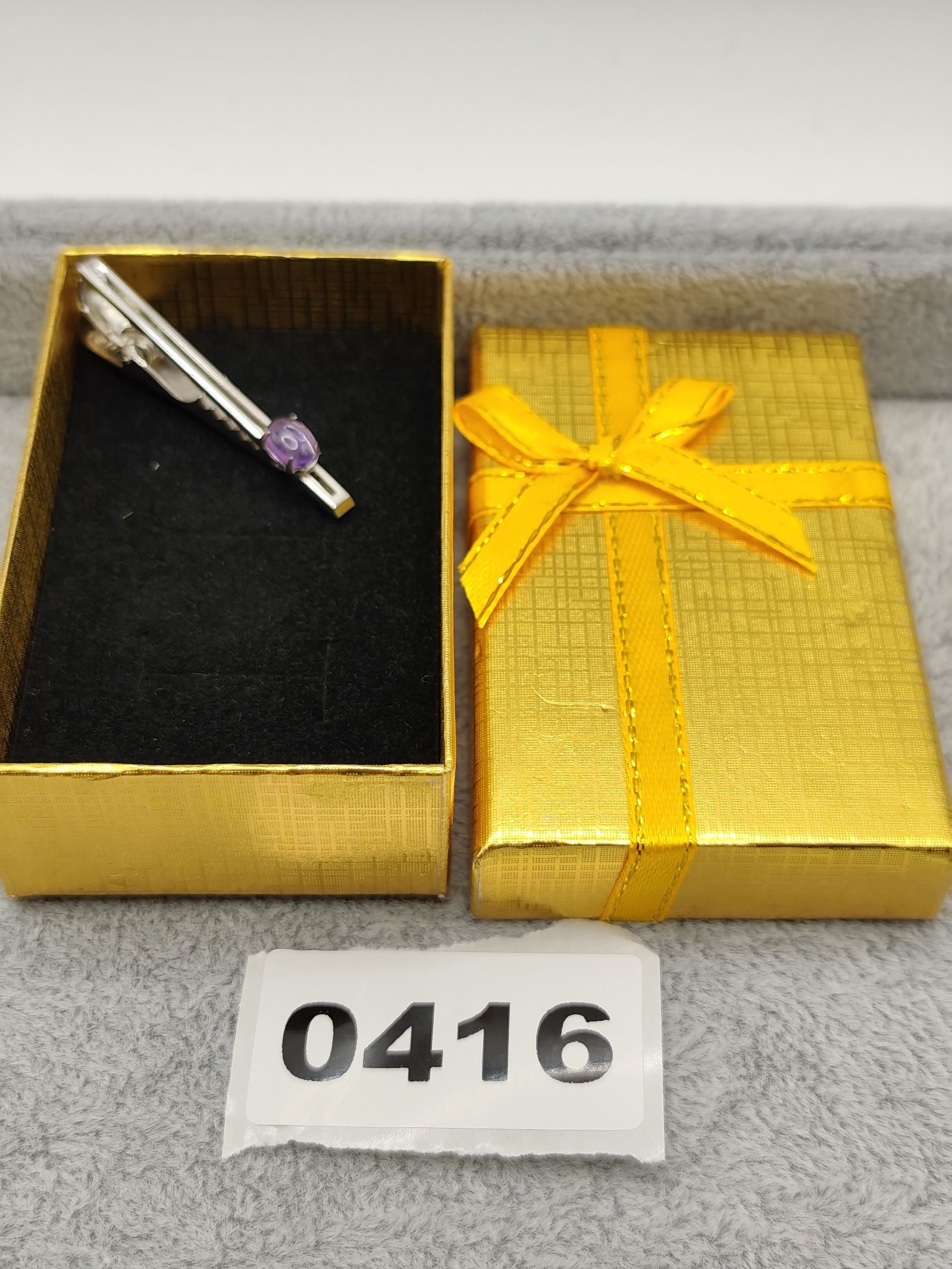 Silver Tone Purple Stone Men's Tie Clip Other