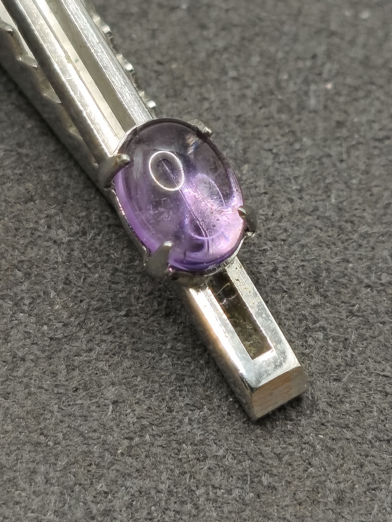 Silver Tone Purple Stone Men's Tie Clip Other image 4