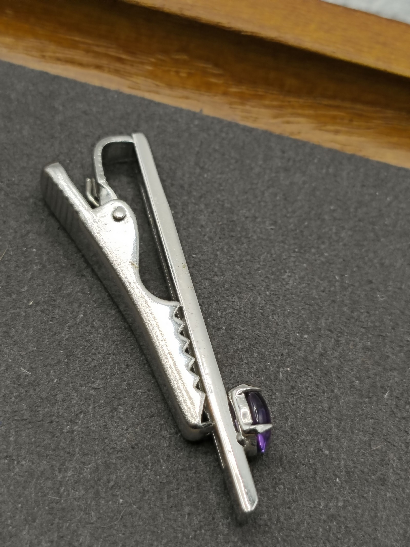 Silver Tone Purple Stone Men's Tie Clip Other image 6