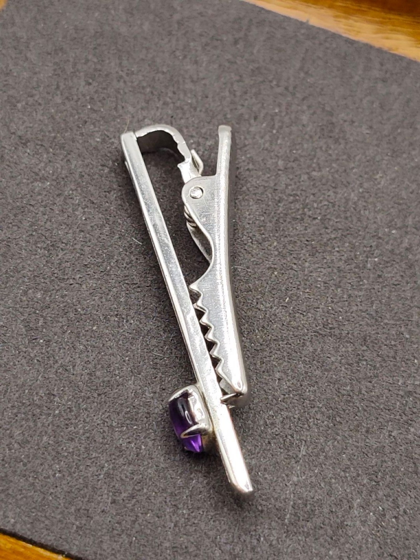 Silver Tone Purple Stone Men's Tie Clip Other image 7
