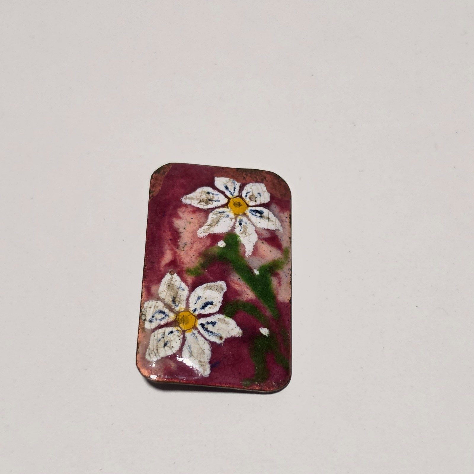 Vintage Hand Painted Floral Enamel Brooch b5