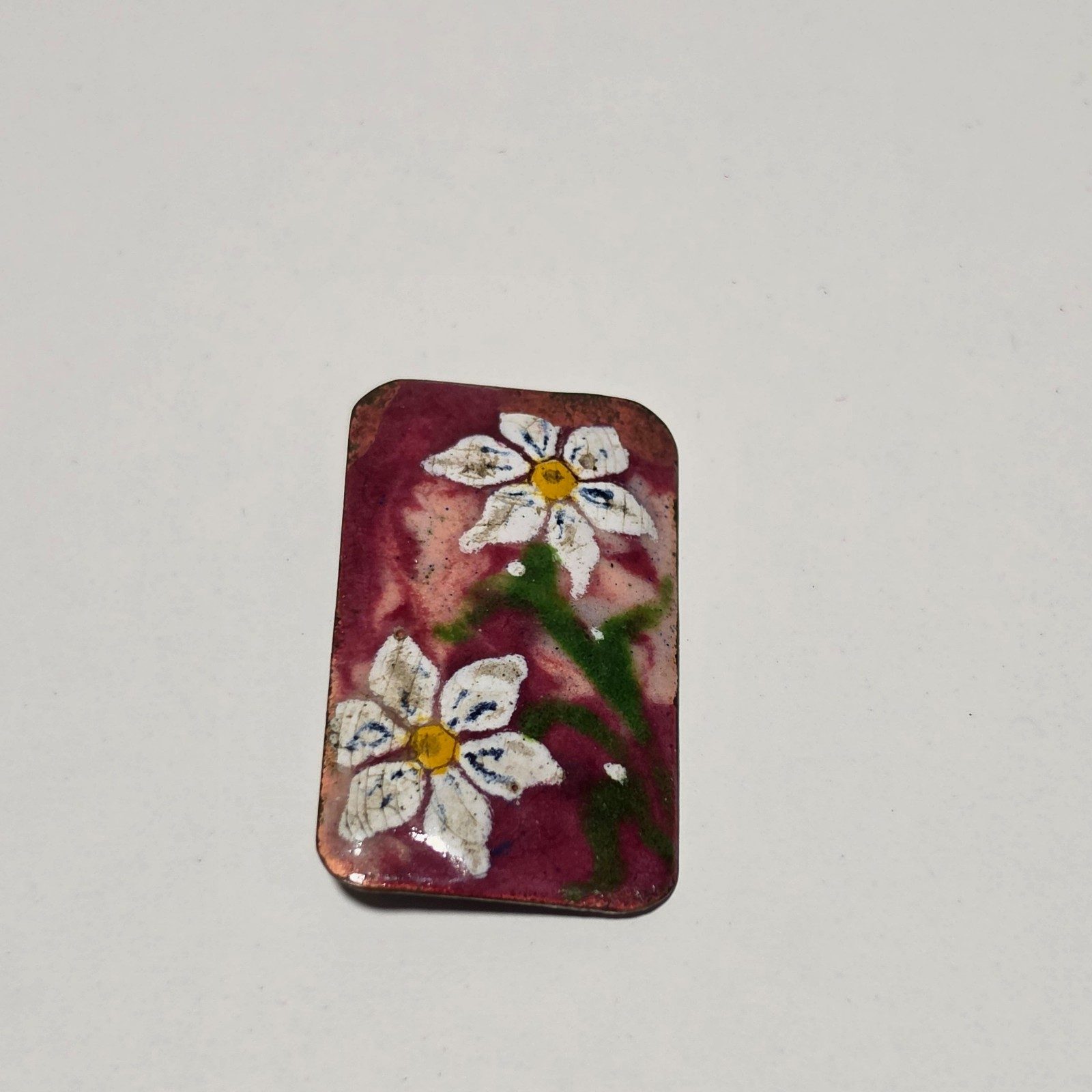 Vintage Hand Painted Floral Enamel Brooch b5 image 2