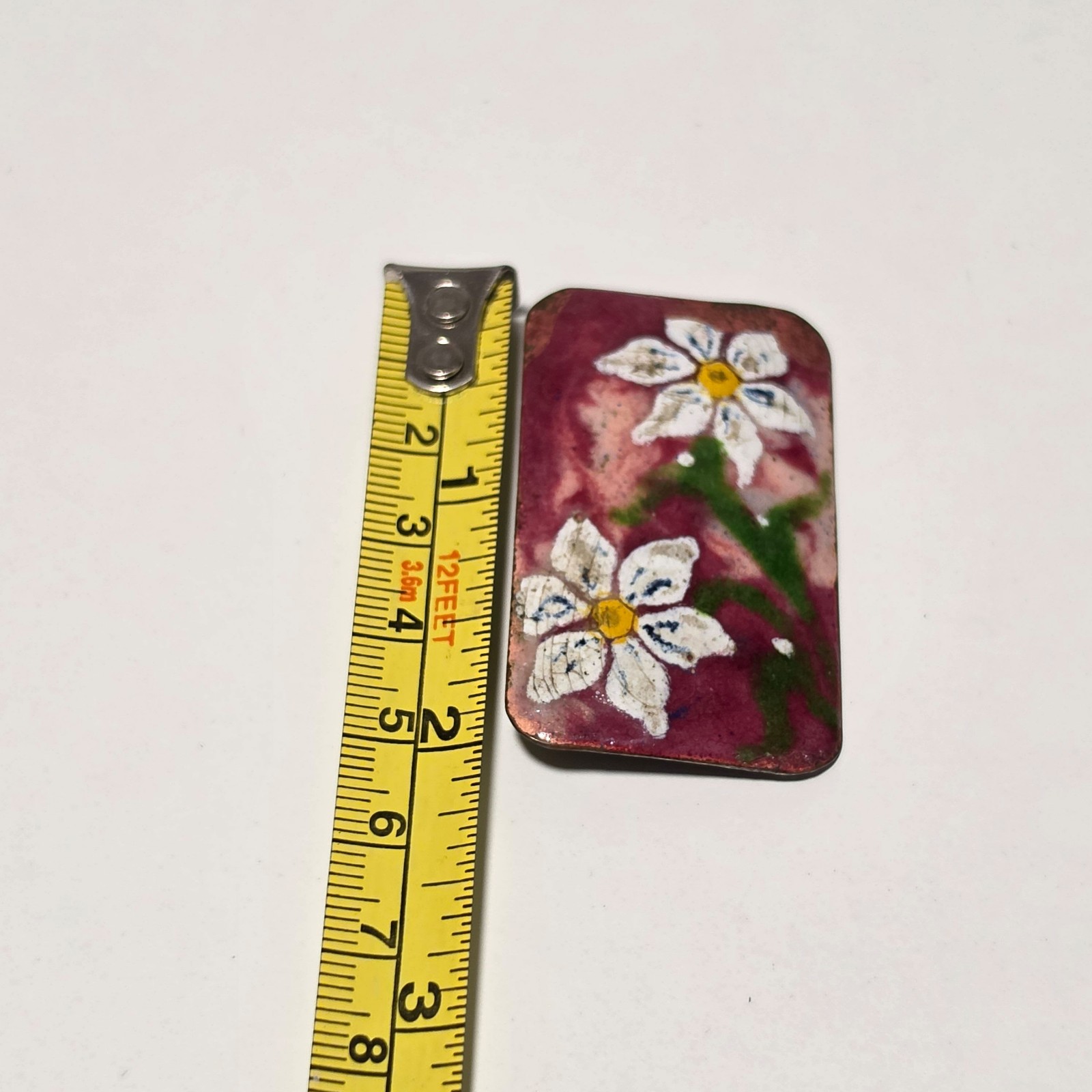 Vintage Hand Painted Floral Enamel Brooch b5 image 3