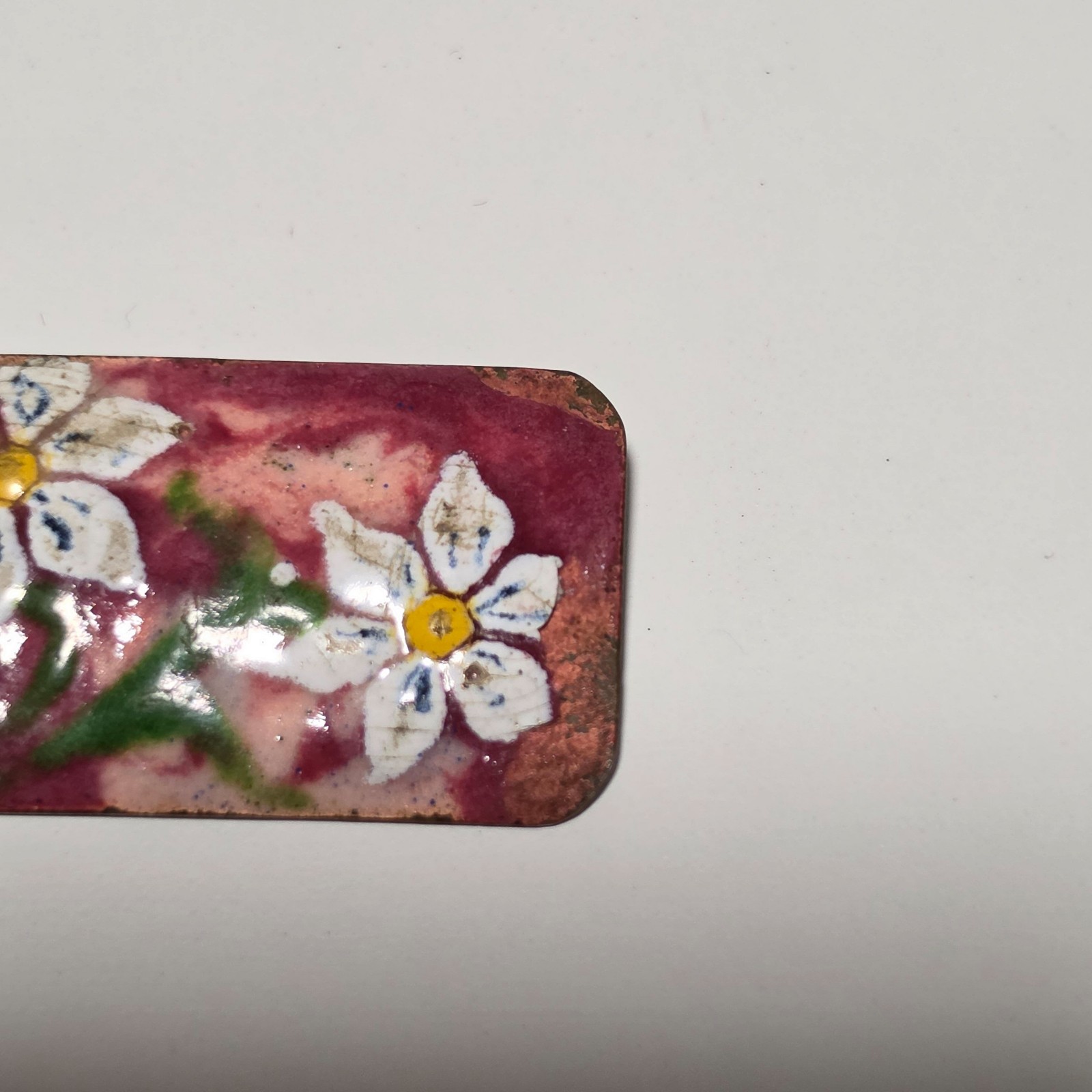 Vintage Hand Painted Floral Enamel Brooch b5 image 4
