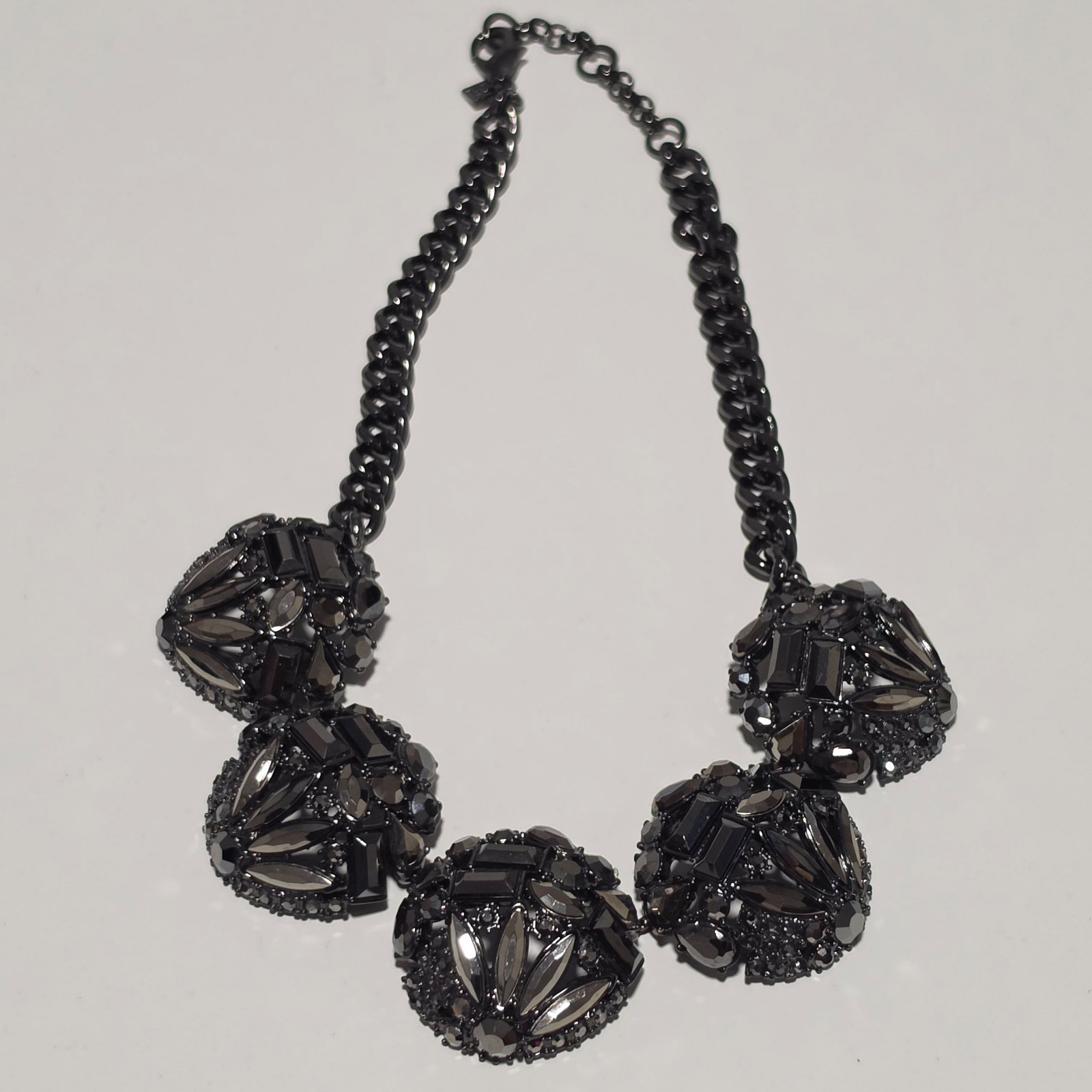 Grayish Crystal Statement Necklace.b5