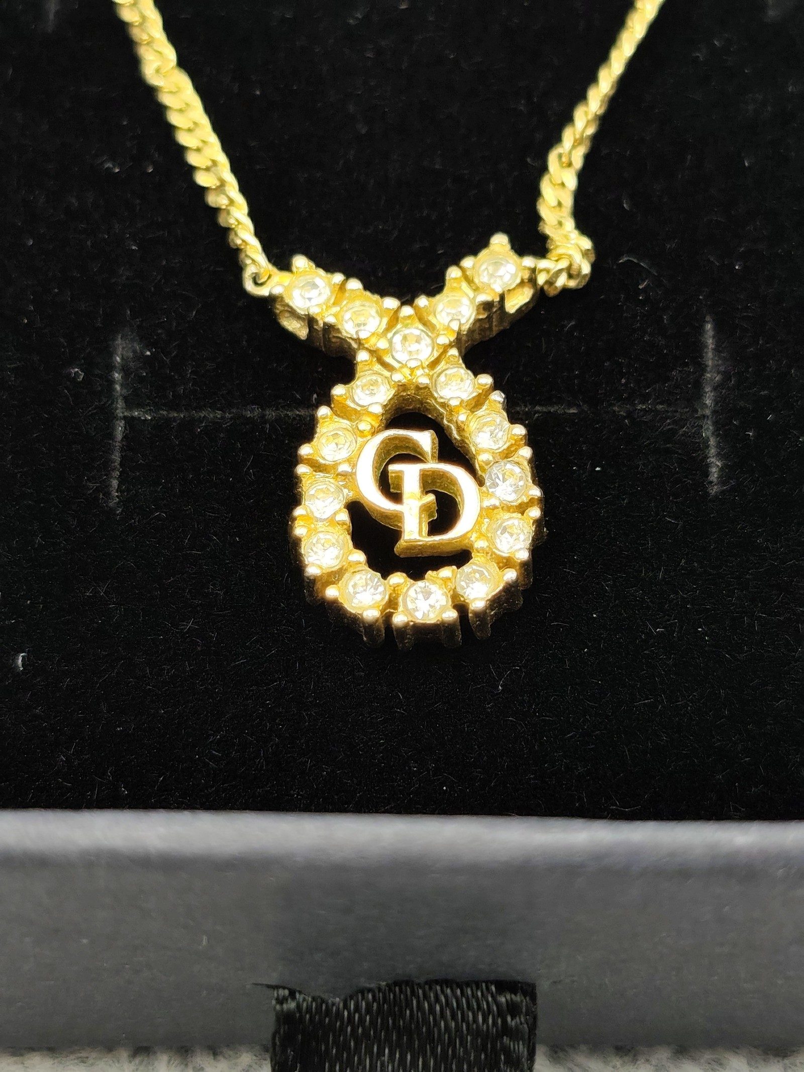 Gold Tone Crystal CD Pendant Necklace Women Other Size image 2