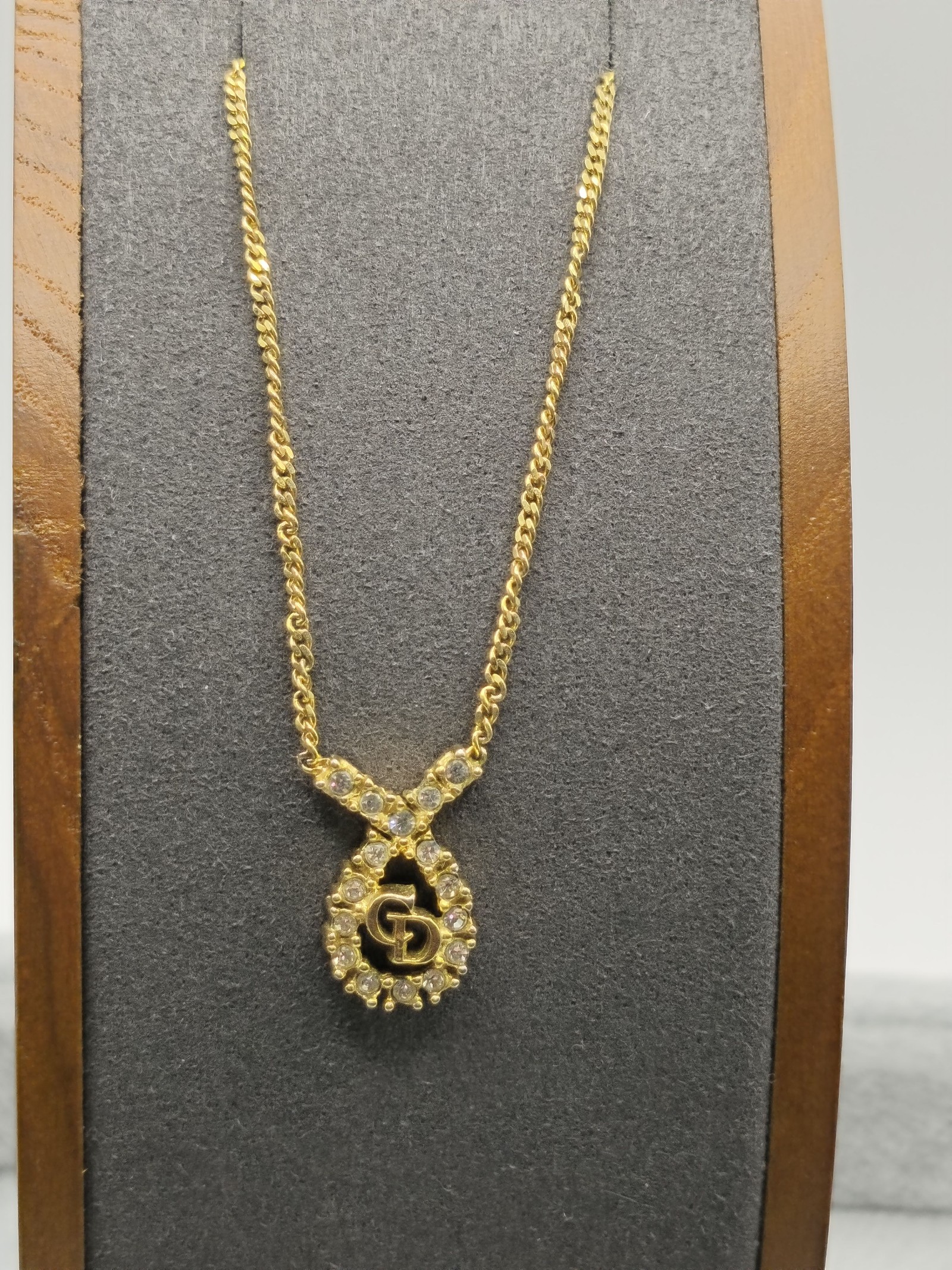 Gold Tone Crystal CD Pendant Necklace Women Other Size image 3