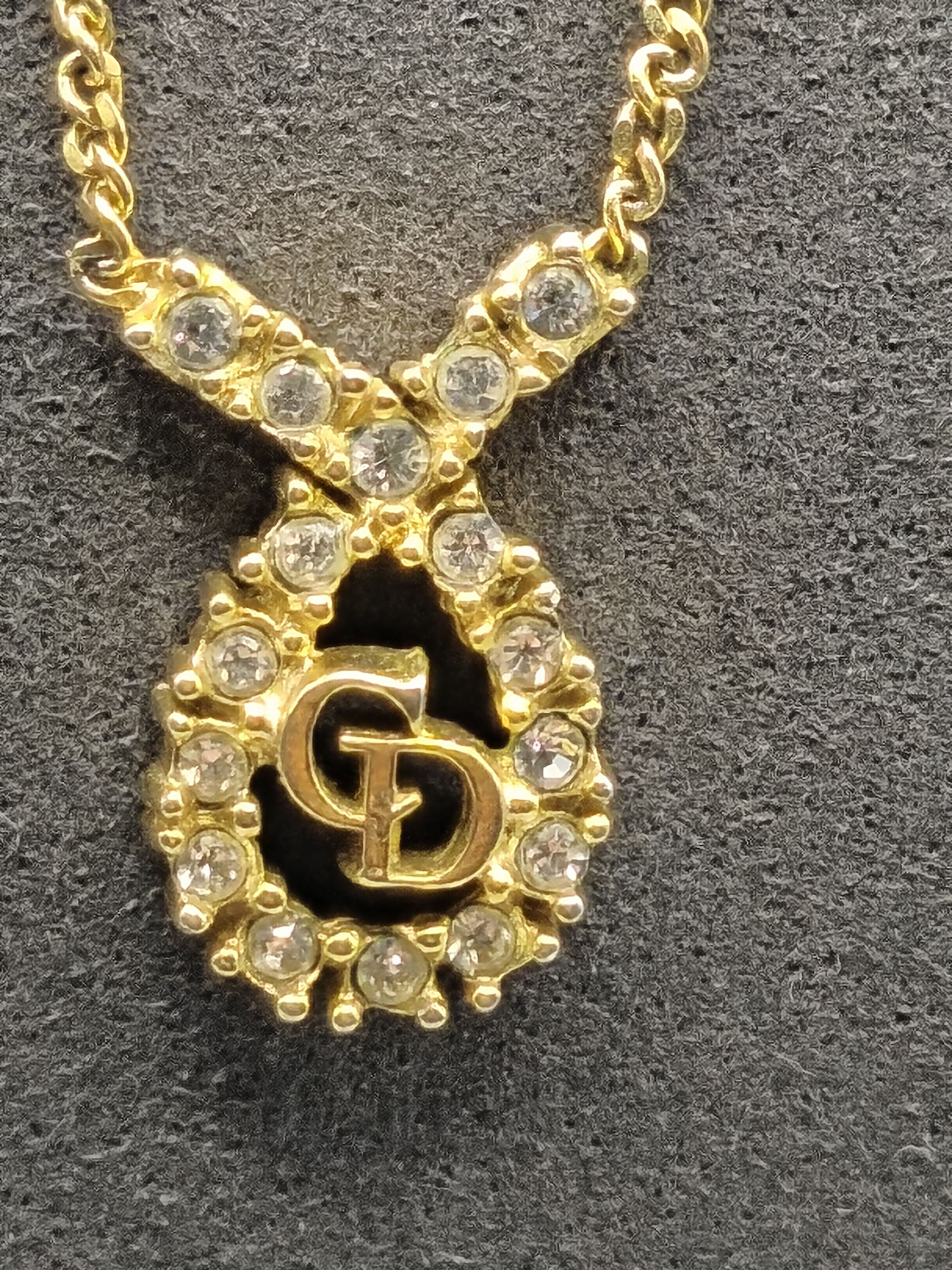 Gold Tone Crystal CD Pendant Necklace Women Other Size image 4