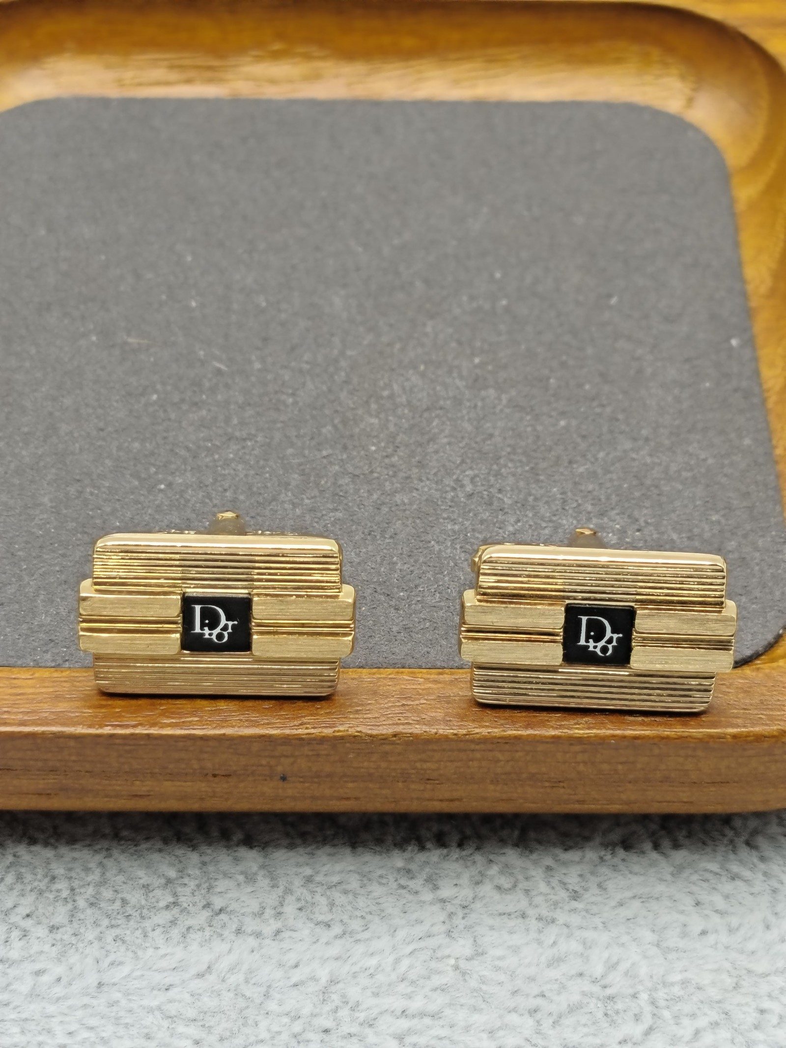 Christian Dior Gold & Black Cufflinks & Tie Clip Set Other image 5
