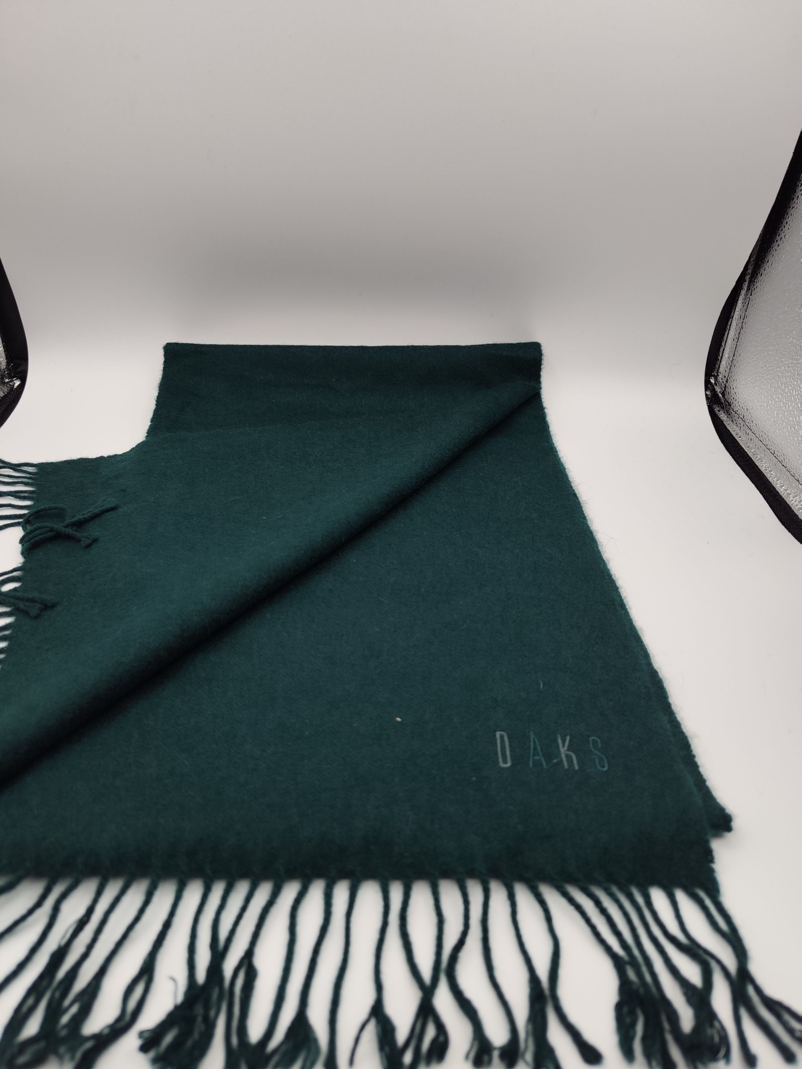 DAKS Dark Green 100% Cashmere Scarf Made in Scotland Unisex image 3