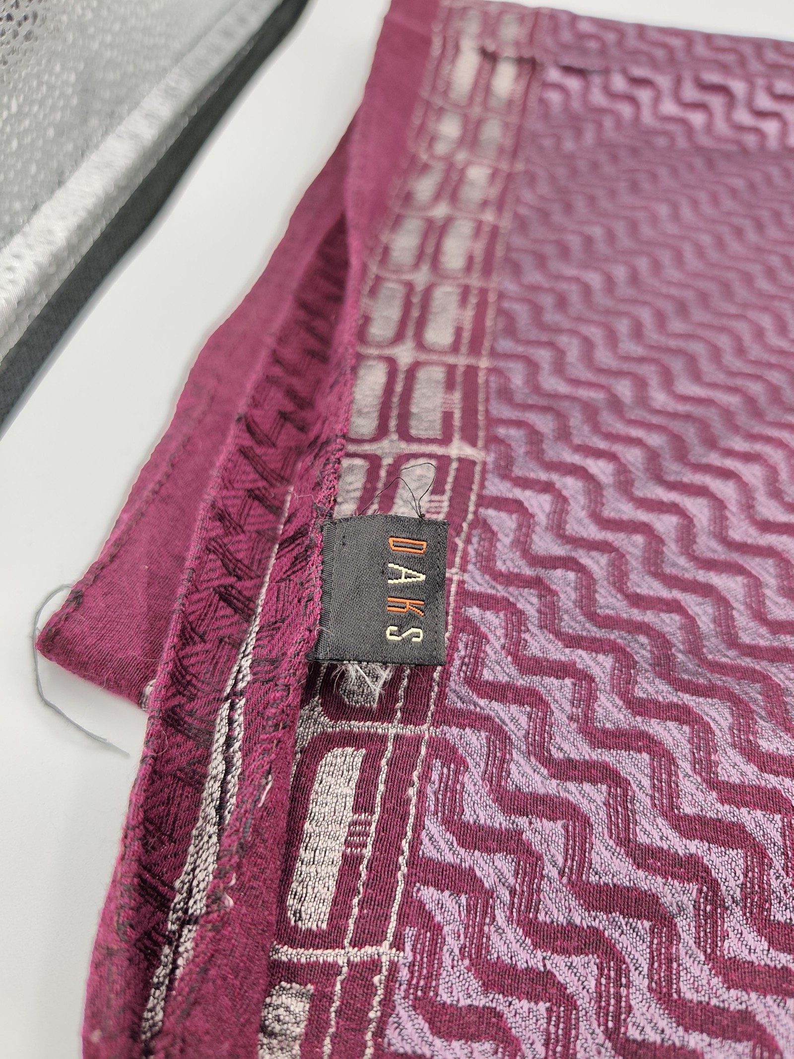 DAKS Burgundy Patterned Unisex Scarf Other image 2