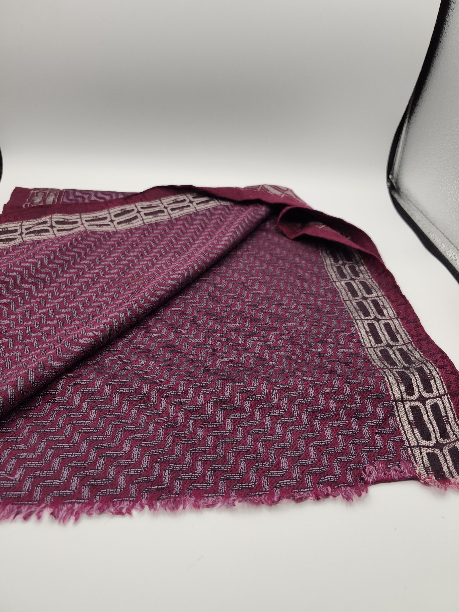 DAKS Burgundy Patterned Unisex Scarf Other image 5