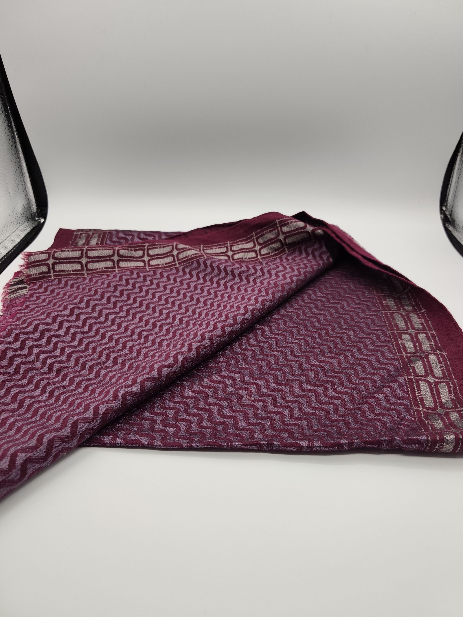 DAKS Burgundy Patterned Unisex Scarf Other image 6