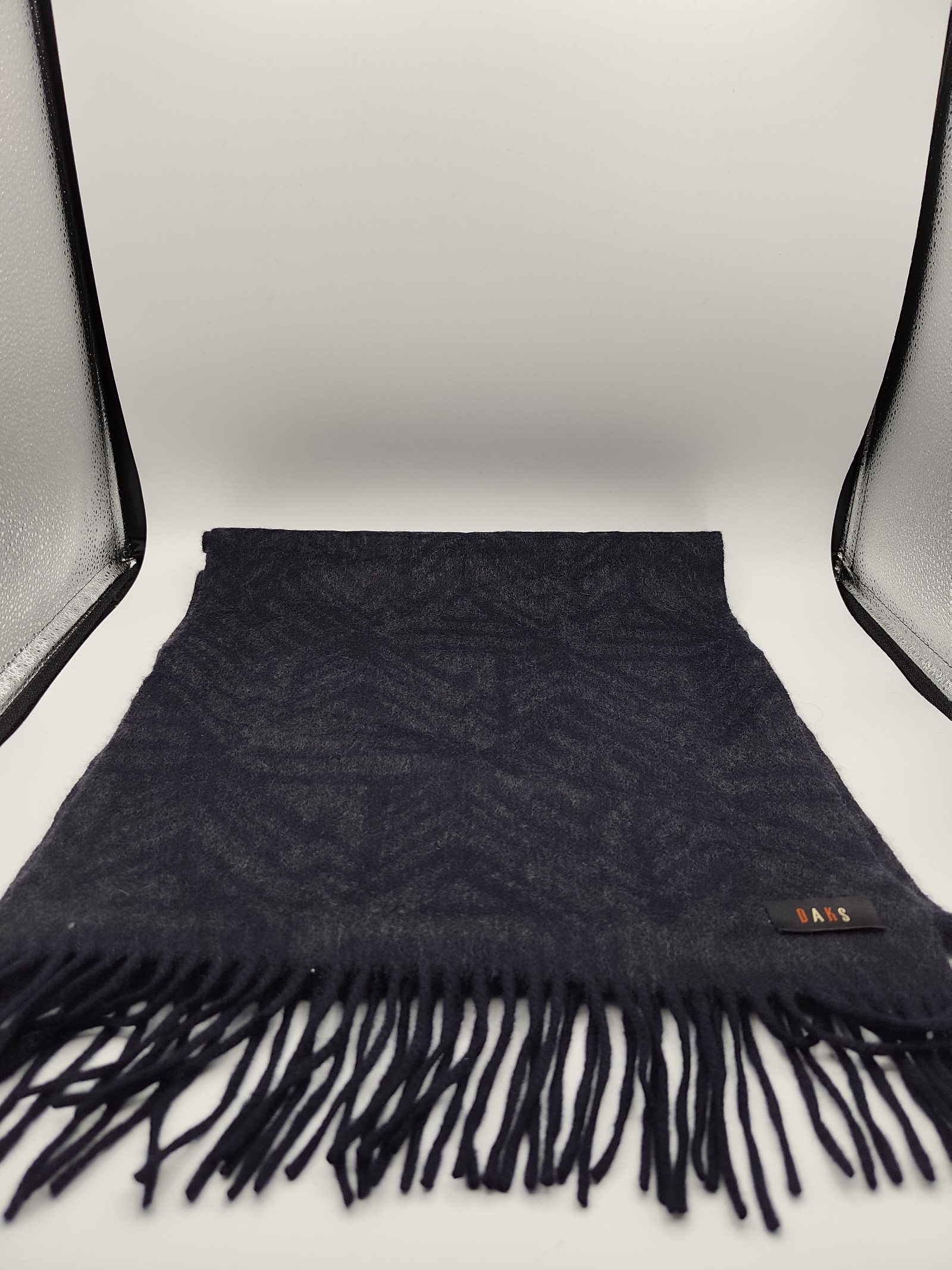 DAKS Navy Blue Wool & Cashmere Scarf Unisex