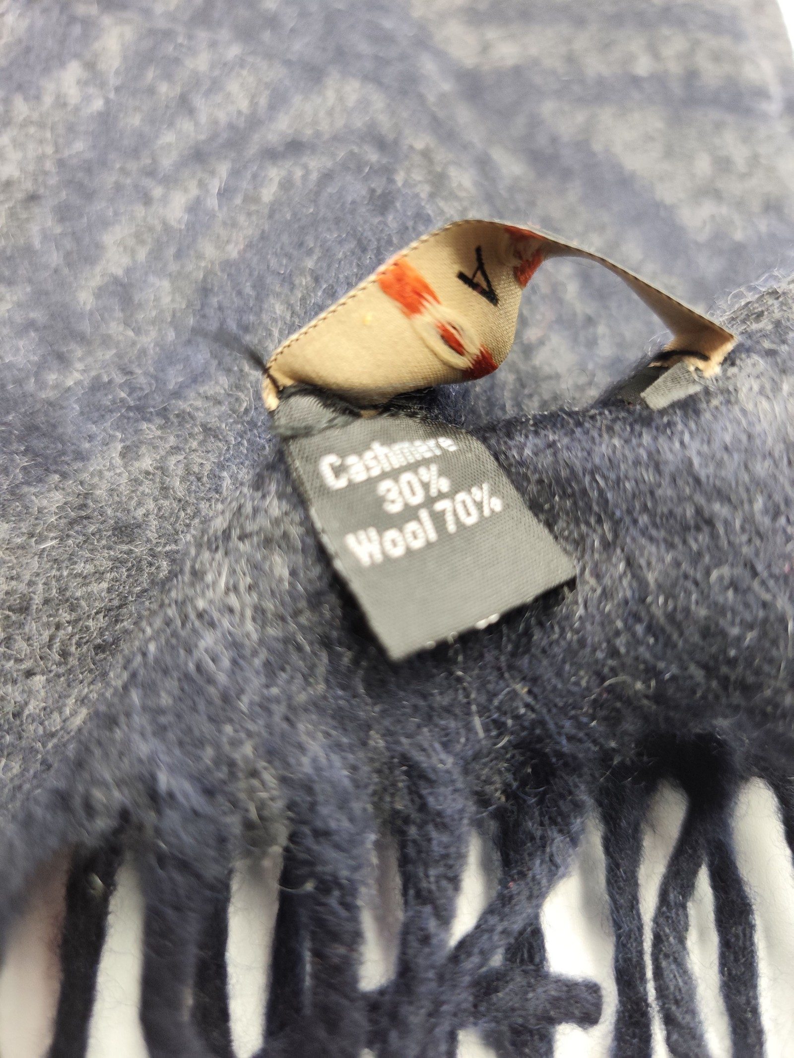 DAKS Navy Blue Wool & Cashmere Scarf Unisex image 3