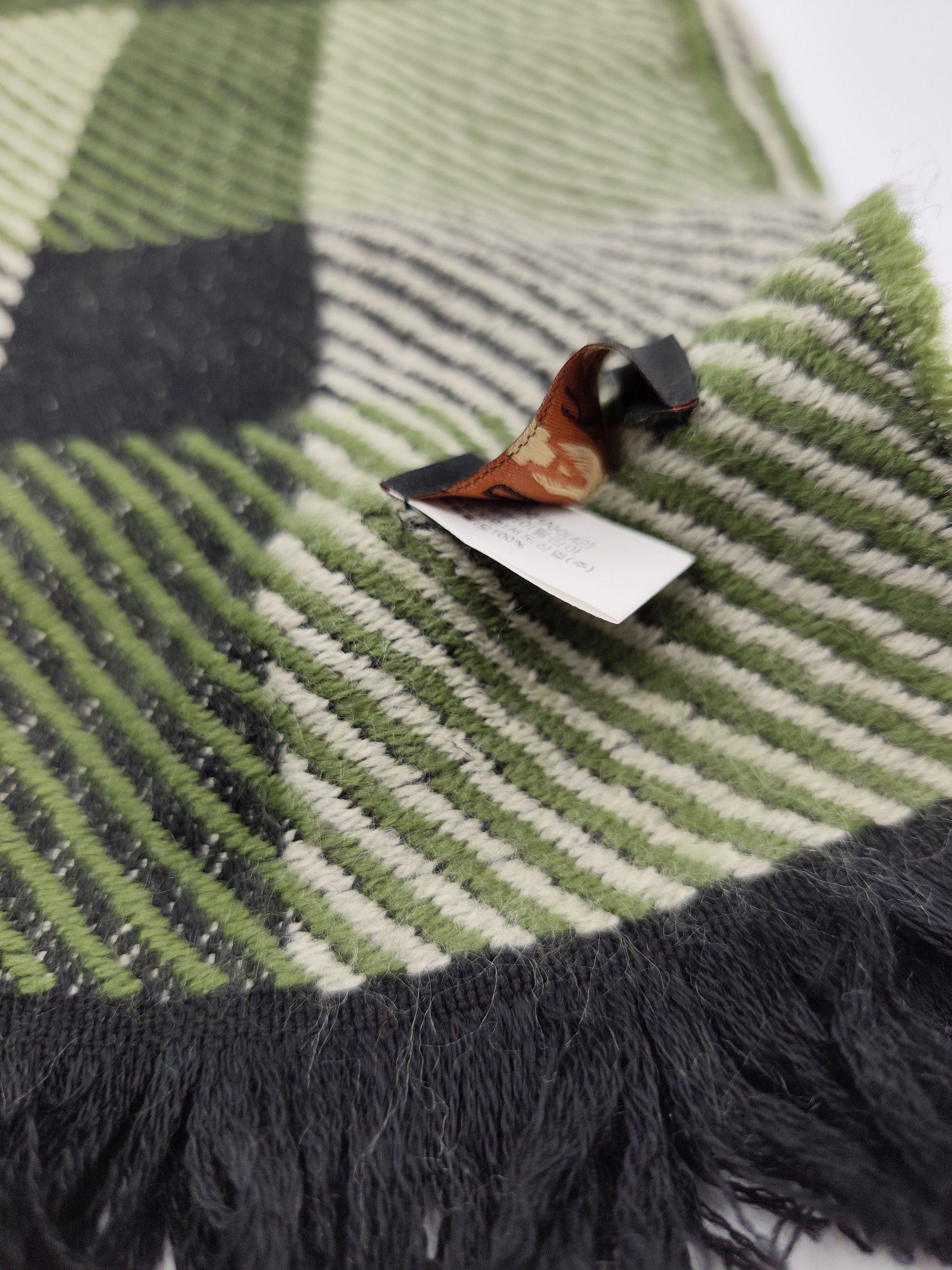 DAKS Green & Black Checked Wool Scarf Unisex image 3