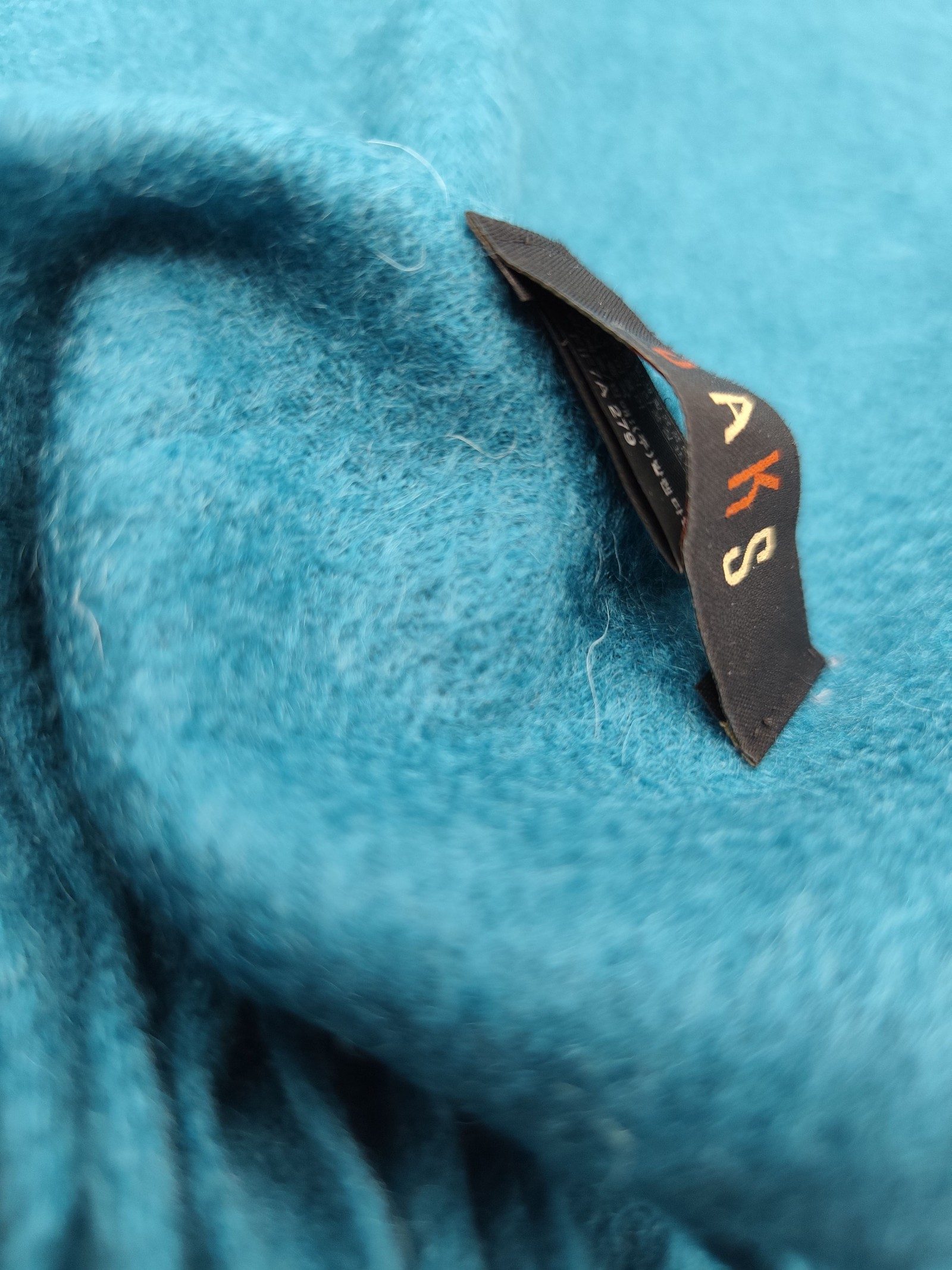 DAKS Unisex Teal Blue Wool Blend Fringed Scarf Other image 3