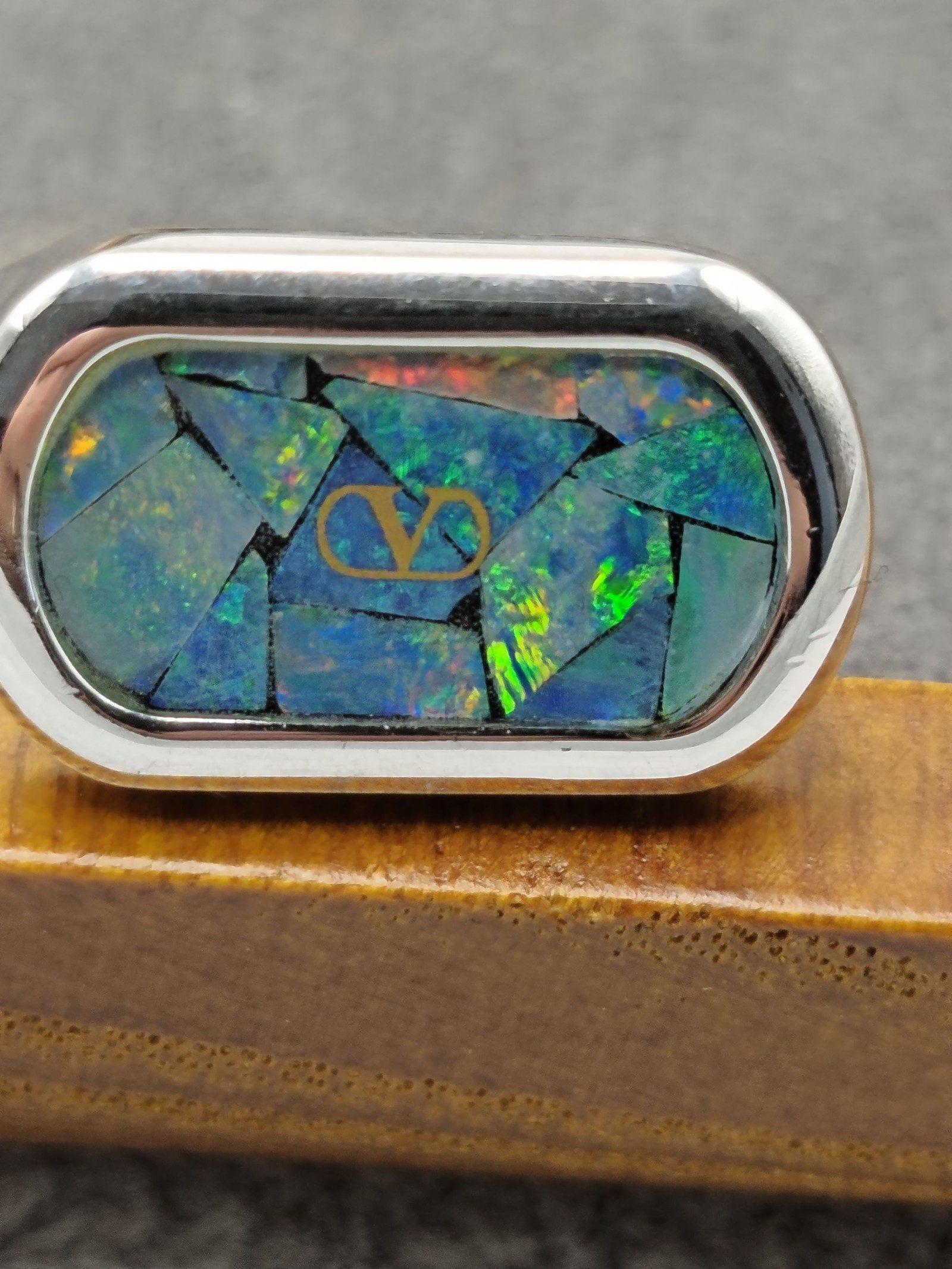 Valentino Men's Blue & Green Mosaic Tie Clip & Cufflinks Set Silver 925 image 4