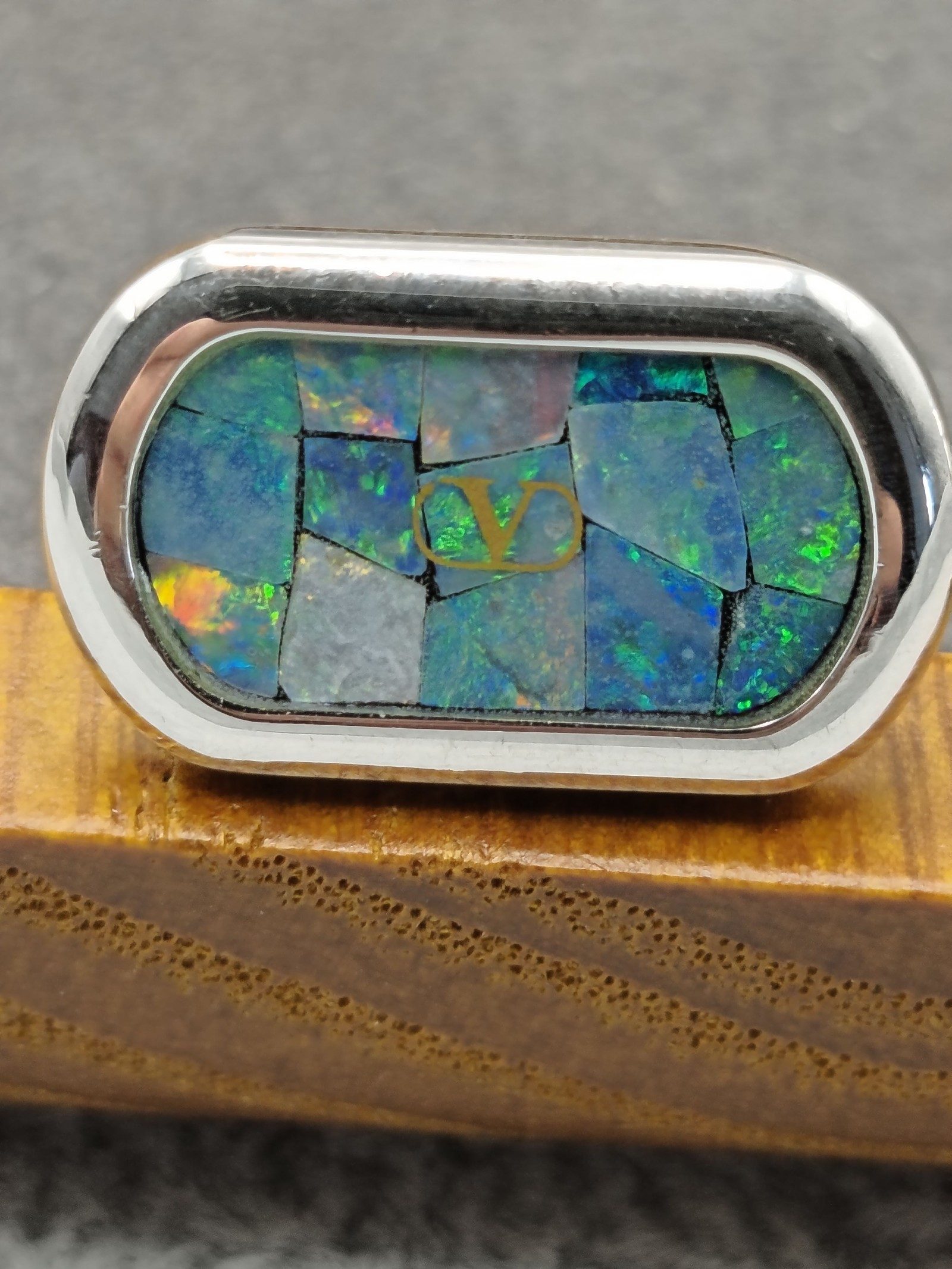 Valentino Men's Blue & Green Mosaic Tie Clip & Cufflinks Set Silver 925 image 5