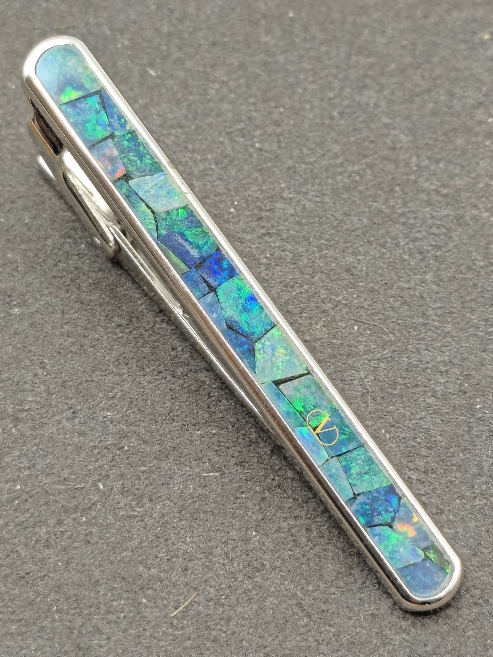Valentino Men's Blue & Green Mosaic Tie Clip & Cufflinks Set Silver 925 image 9
