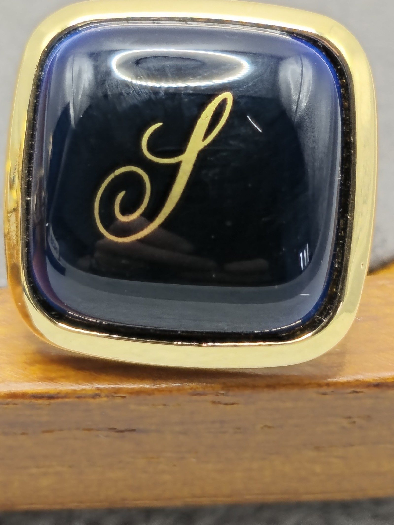 Okura China Gold & Navy Blue Men's Cufflinks & Tie Clip Set Other image 5